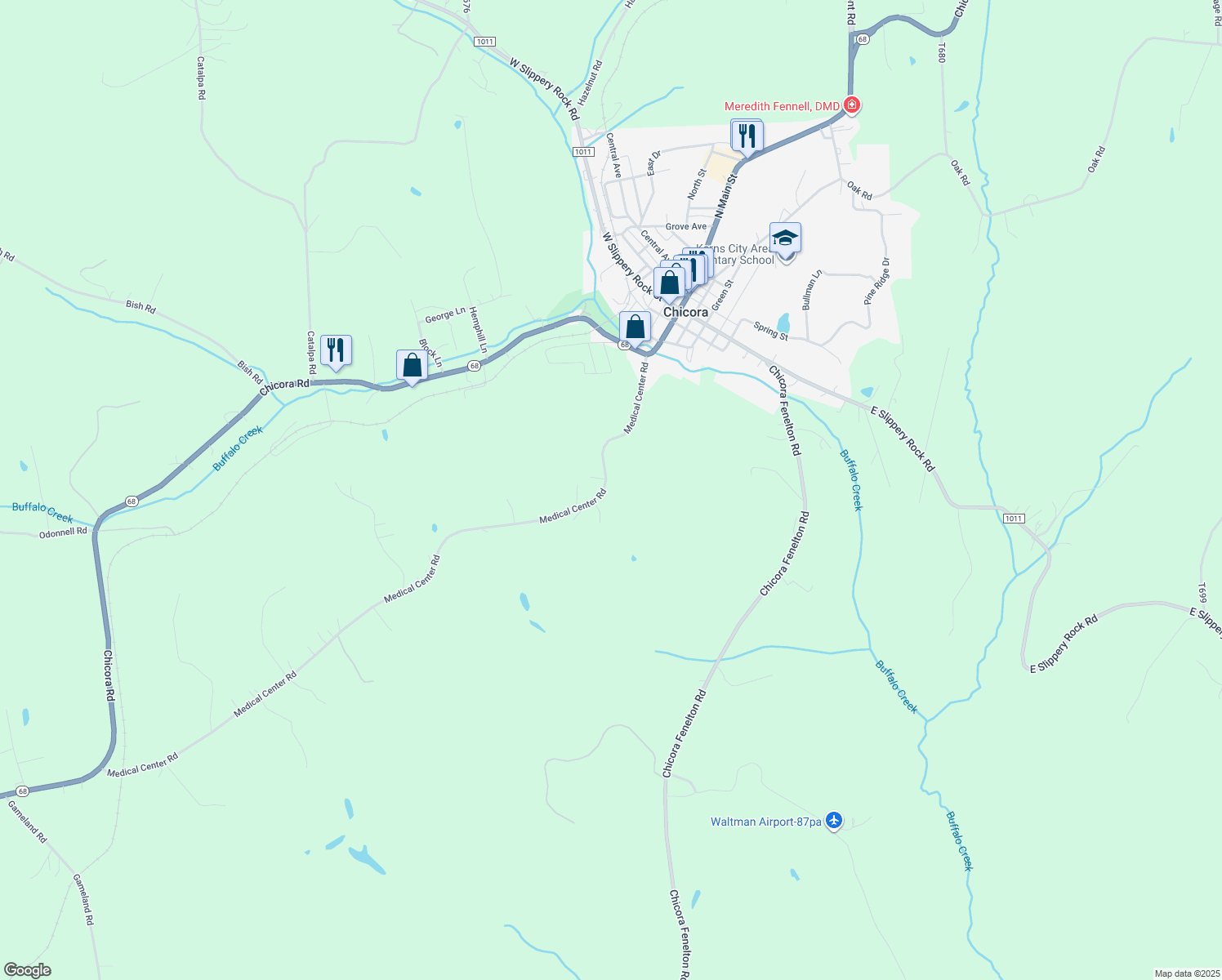 map of restaurants, bars, coffee shops, grocery stores, and more near 148 Medical Center Rd in Chicora