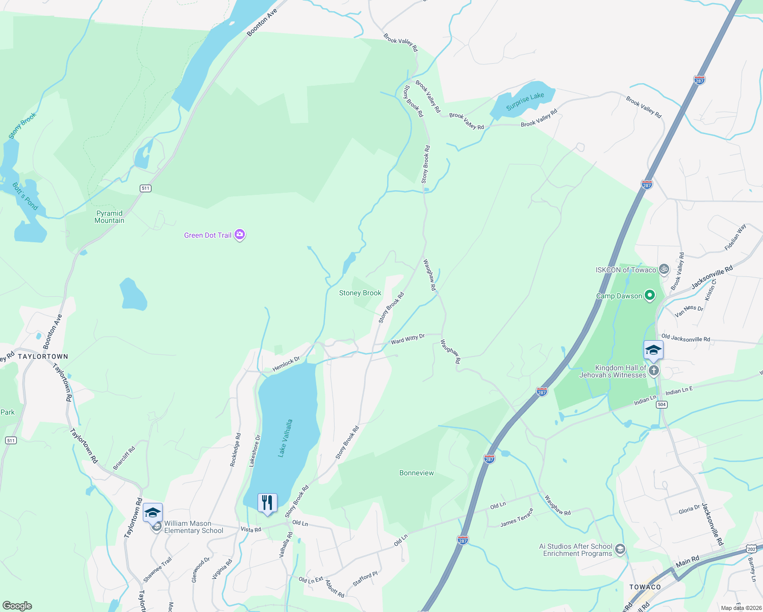 map of restaurants, bars, coffee shops, grocery stores, and more near 70 Stony Brook Road in Montville