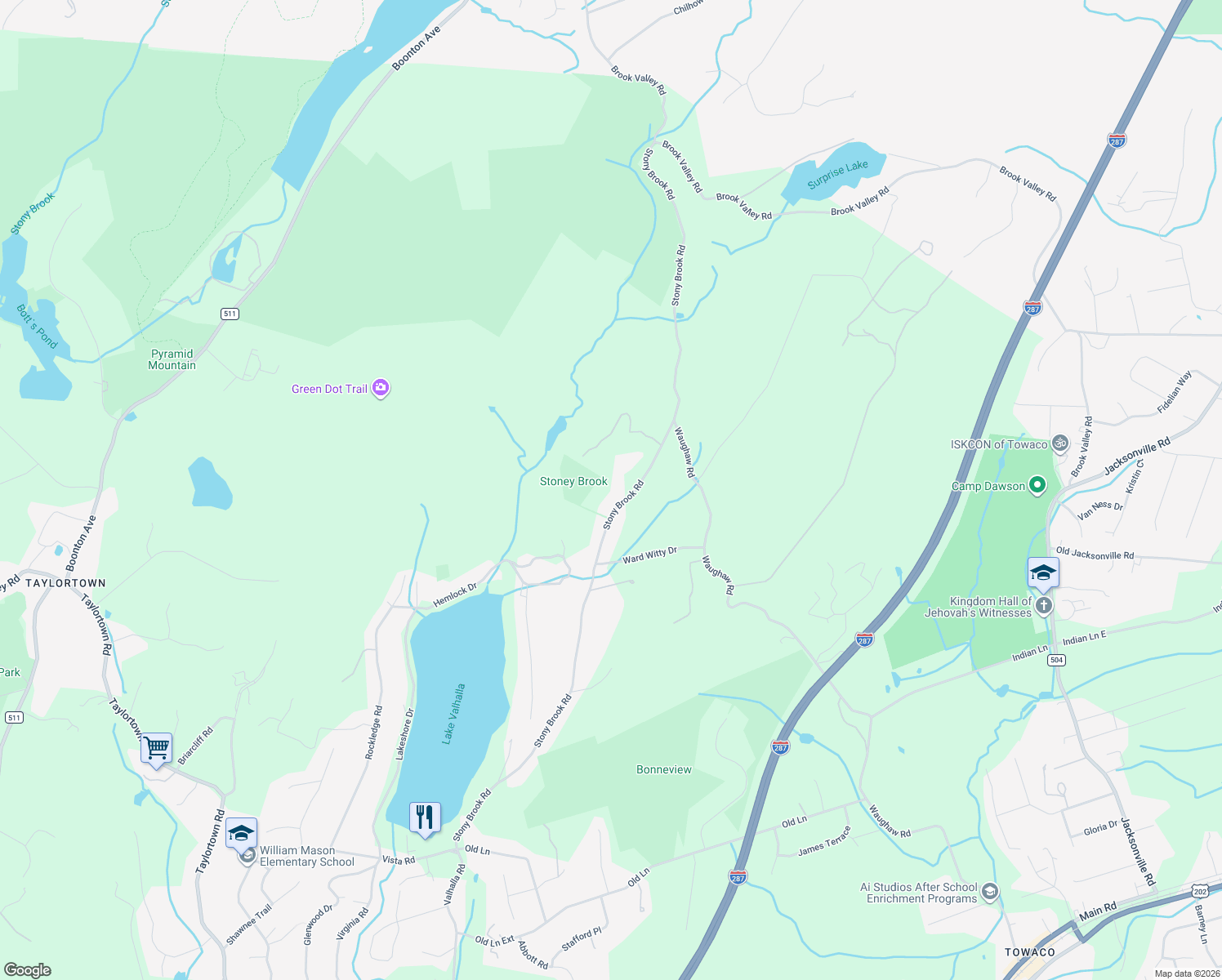 map of restaurants, bars, coffee shops, grocery stores, and more near 70 Stony Brook Road in Montville