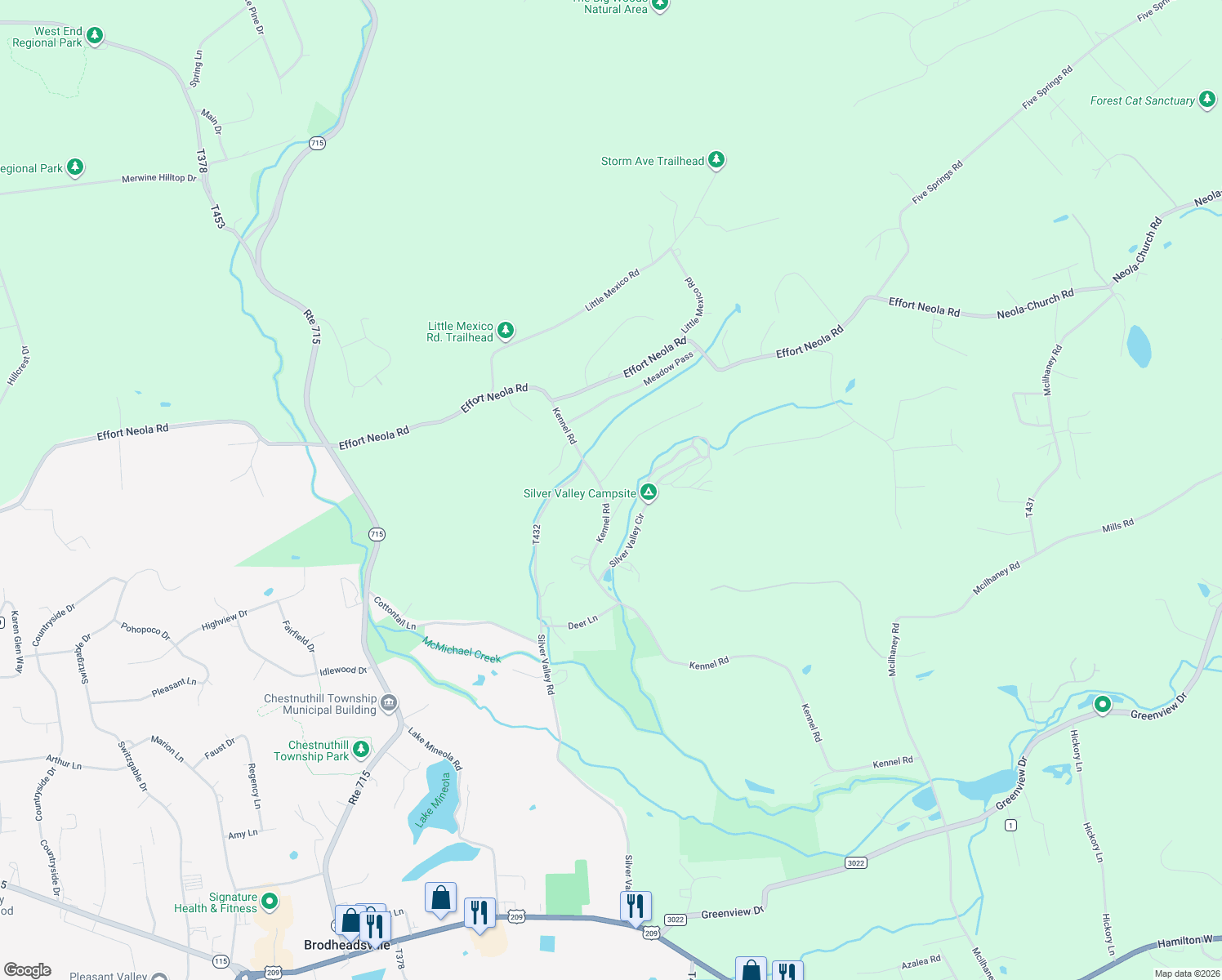 map of restaurants, bars, coffee shops, grocery stores, and more near 42 View Ct in Saylorsburg