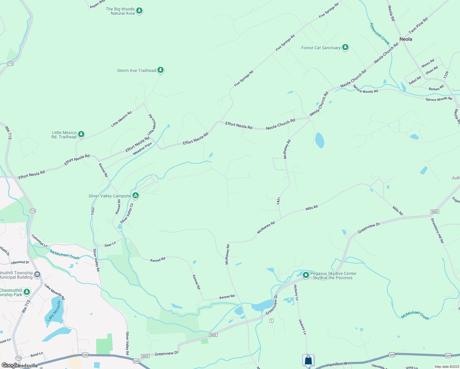 map of restaurants, bars, coffee shops, grocery stores, and more near 299 Gould Development Road in Saylorsburg