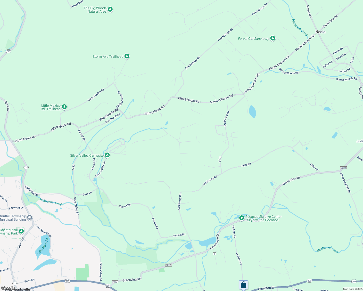 map of restaurants, bars, coffee shops, grocery stores, and more near 299 Gould Development Road in Saylorsburg