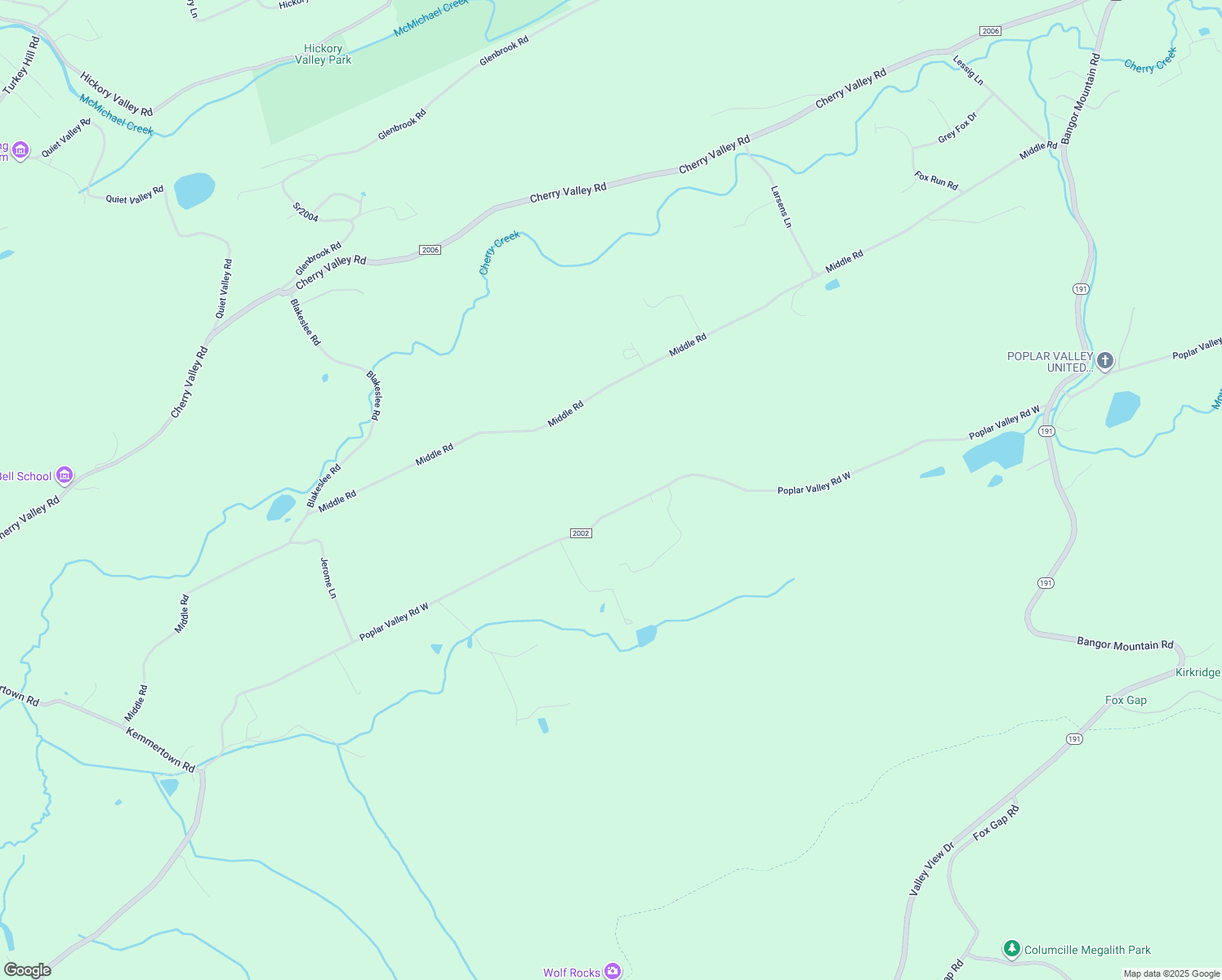 map of restaurants, bars, coffee shops, grocery stores, and more near 401 Poplar Valley Road West in Stroudsburg