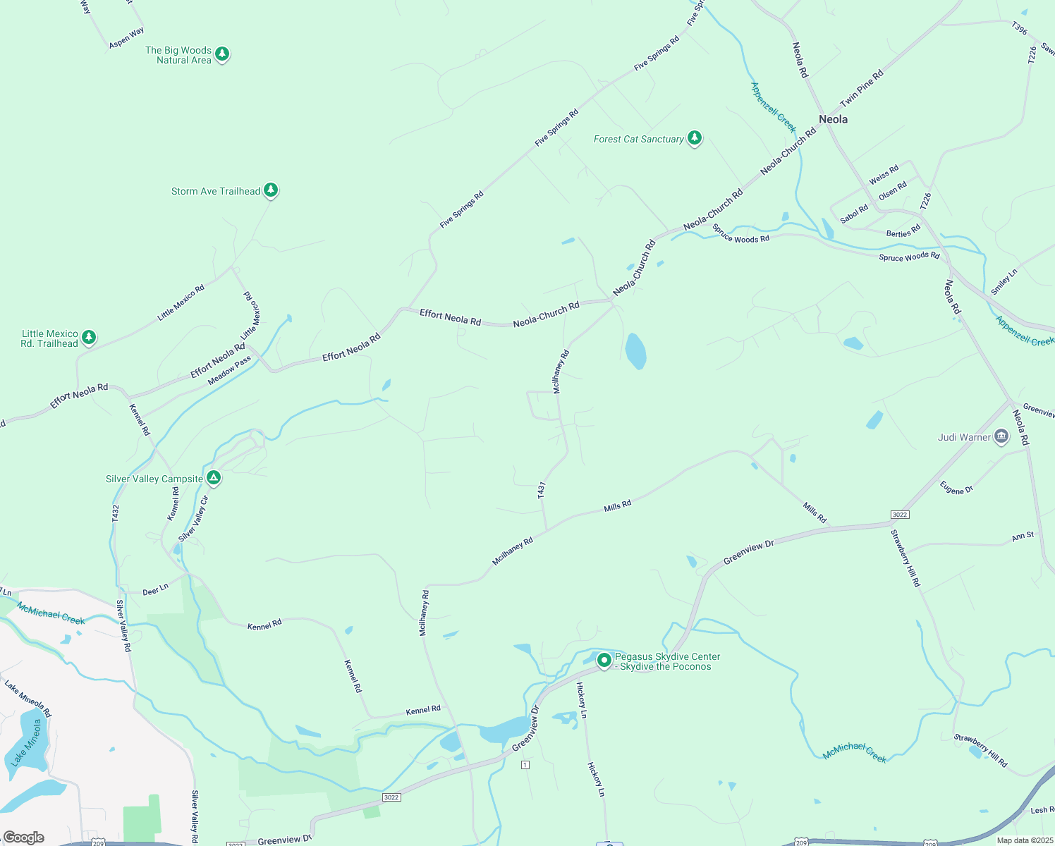 map of restaurants, bars, coffee shops, grocery stores, and more near 521 Pine Ridge Road in Saylorsburg