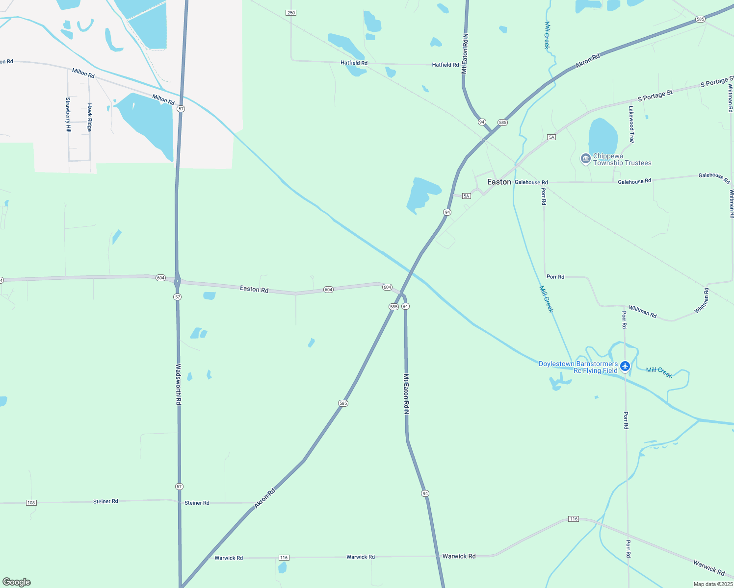 map of restaurants, bars, coffee shops, grocery stores, and more near 12975 Easton Road in Rittman