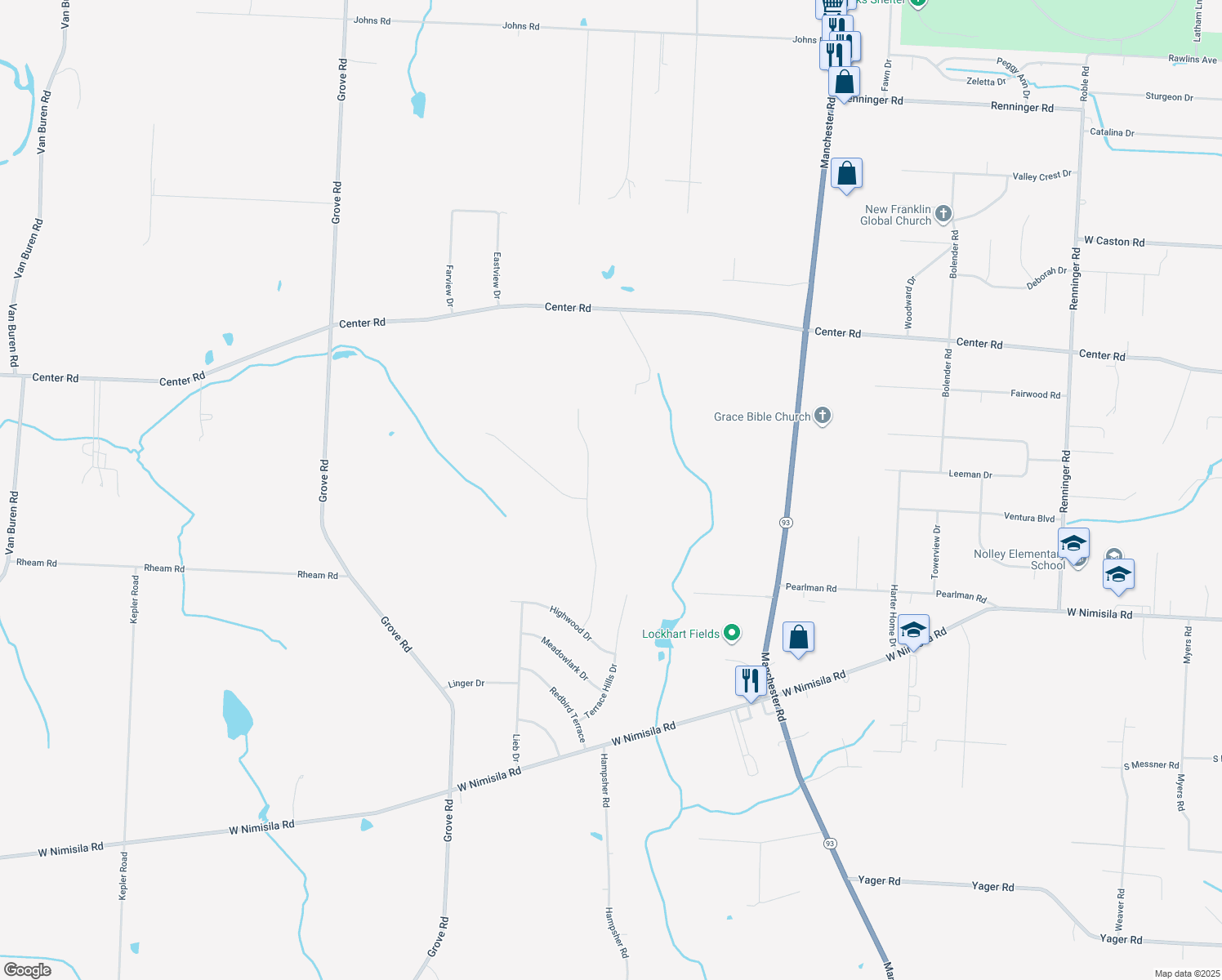 map of restaurants, bars, coffee shops, grocery stores, and more near 6087 Spangler Dr in Clinton
