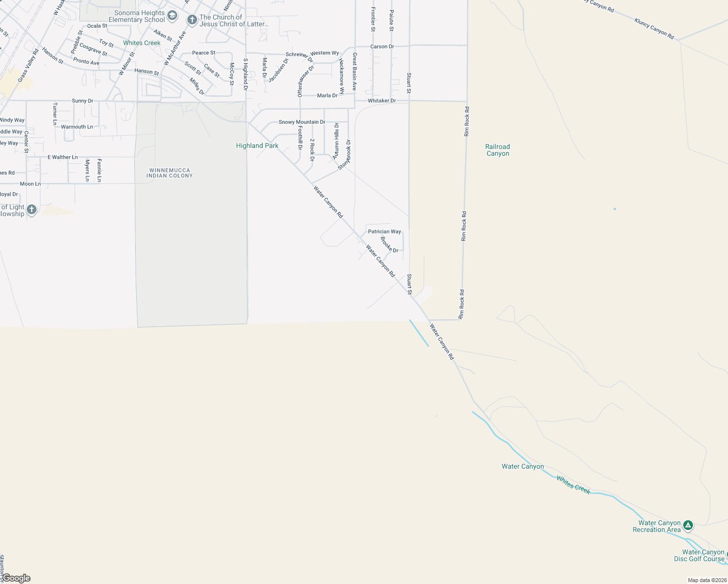 map of restaurants, bars, coffee shops, grocery stores, and more near 2 Routson Park Lane in Winnemucca