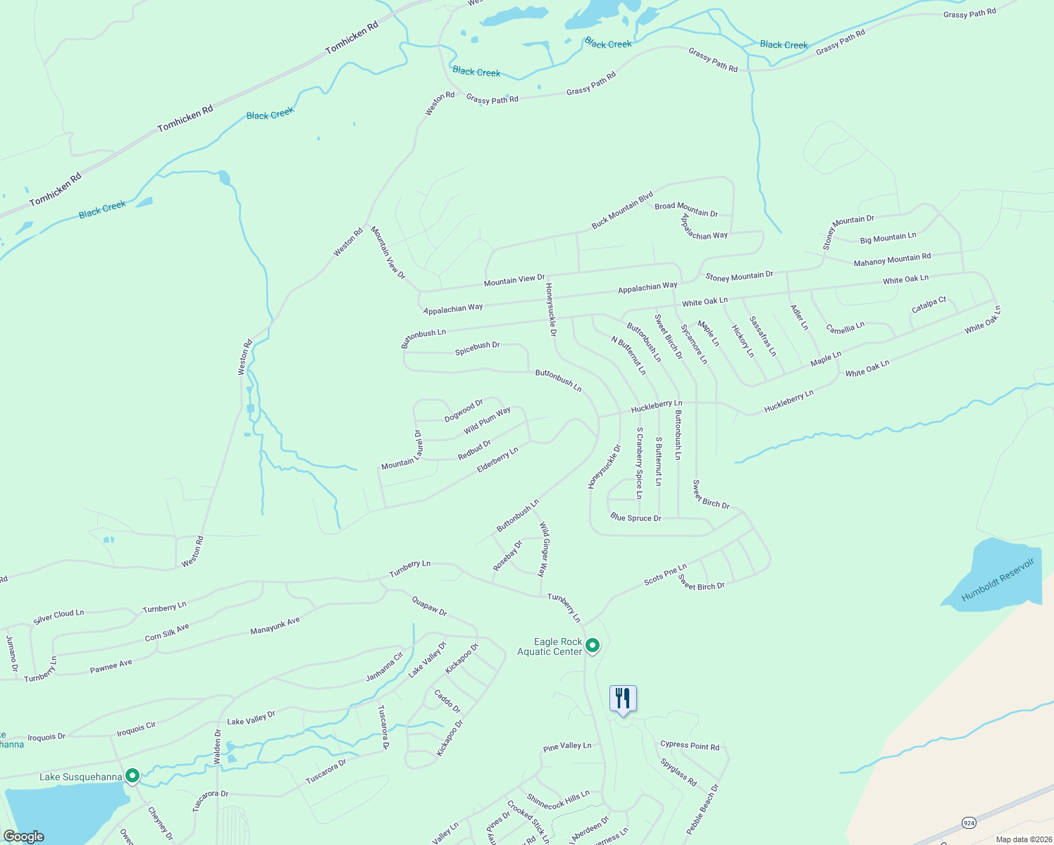 map of restaurants, bars, coffee shops, grocery stores, and more near Unnamed Road in Sugarloaf