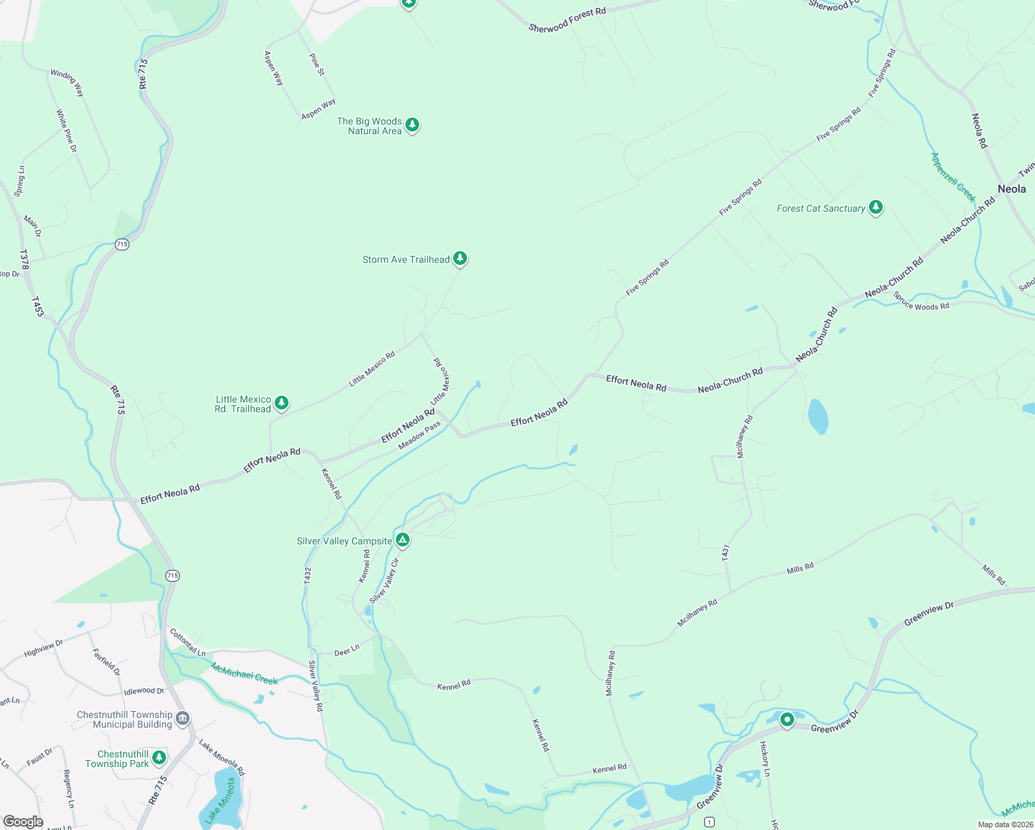 map of restaurants, bars, coffee shops, grocery stores, and more near 857 Effort Neola Road in Saylorsburg
