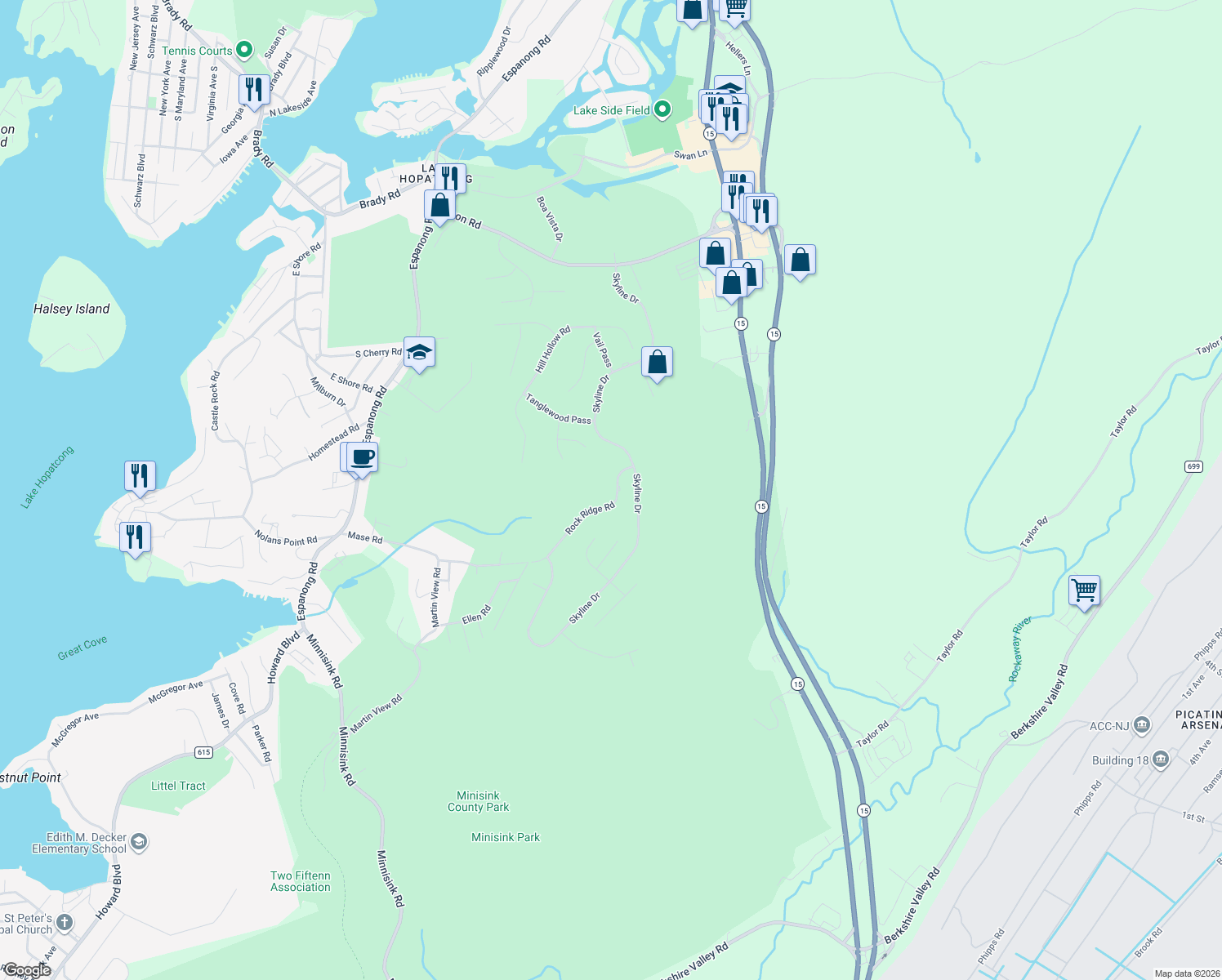 map of restaurants, bars, coffee shops, grocery stores, and more near 404 Rock Ridge Rd in Jefferson