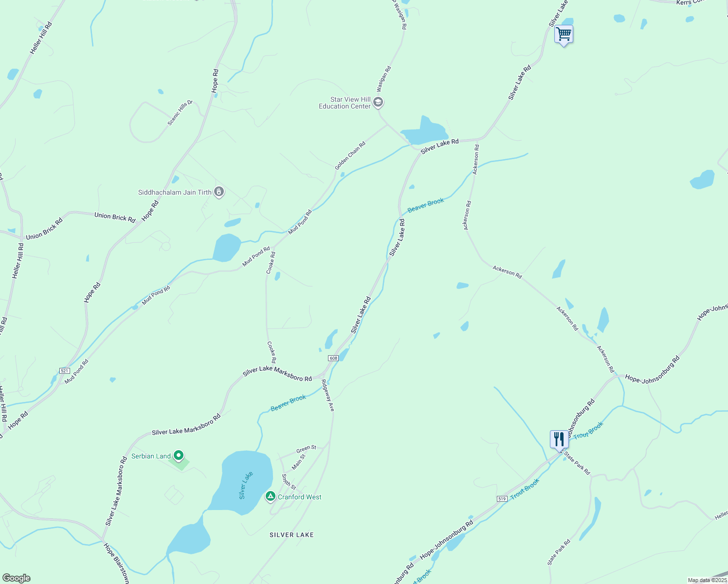 map of restaurants, bars, coffee shops, grocery stores, and more near 330 Silver Lake Road in Blairstown