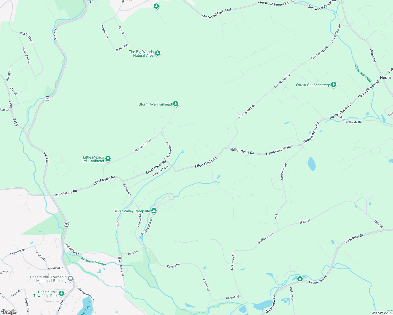 map of restaurants, bars, coffee shops, grocery stores, and more near 857 Effort Neola Road in Saylorsburg