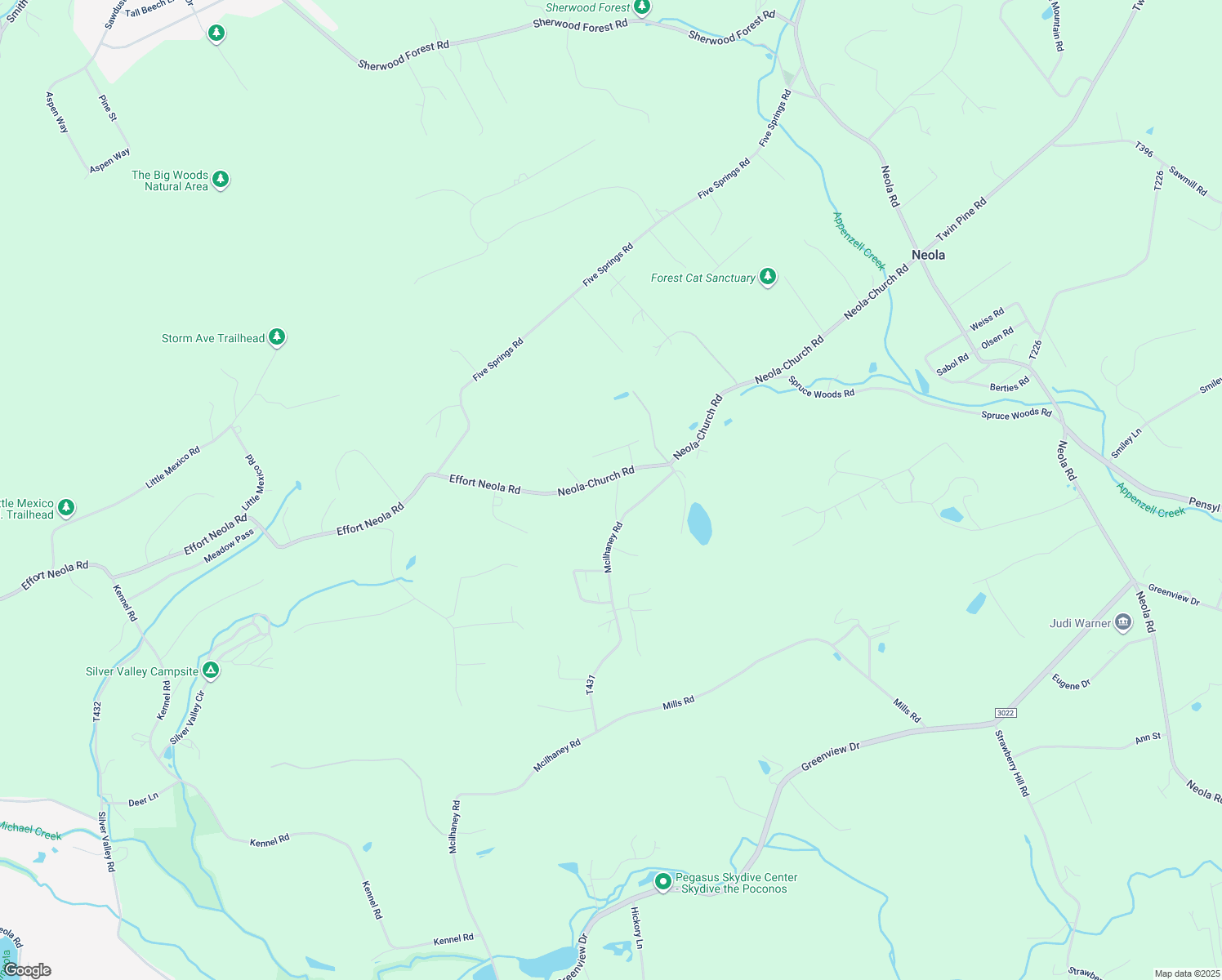 map of restaurants, bars, coffee shops, grocery stores, and more near 1028 Neola-Church Road in Stroudsburg