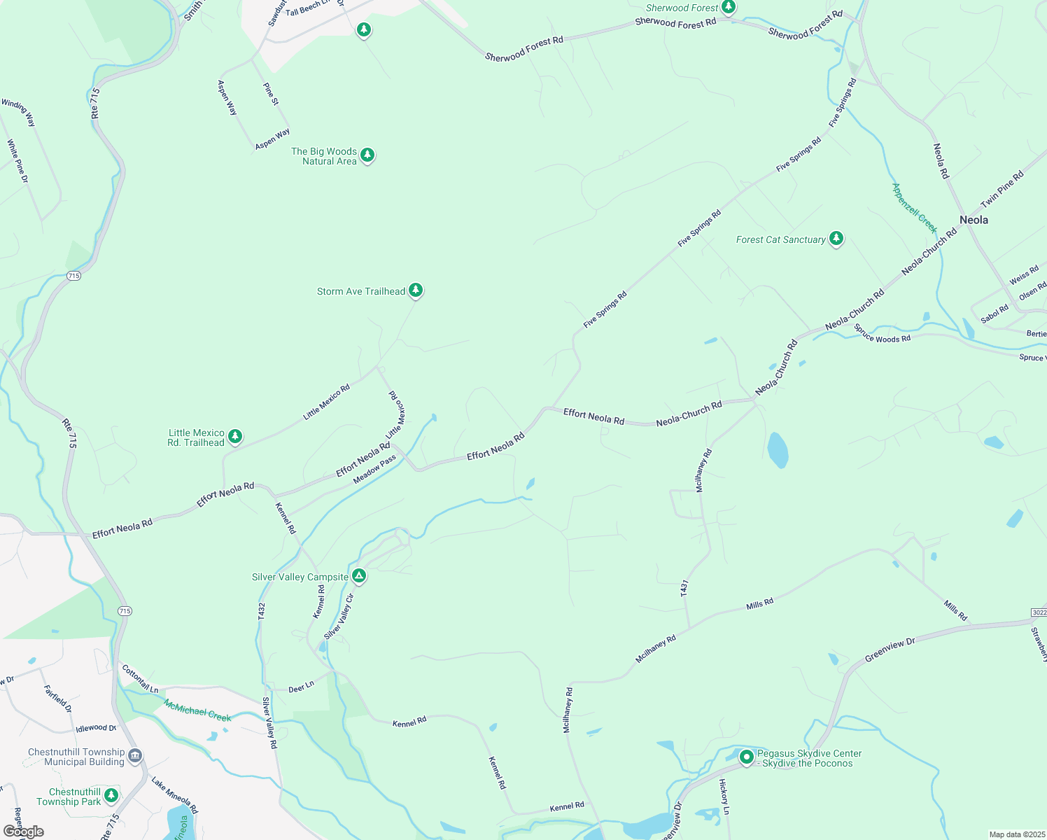 map of restaurants, bars, coffee shops, grocery stores, and more near 905 Effort Neola Road in Stroudsburg