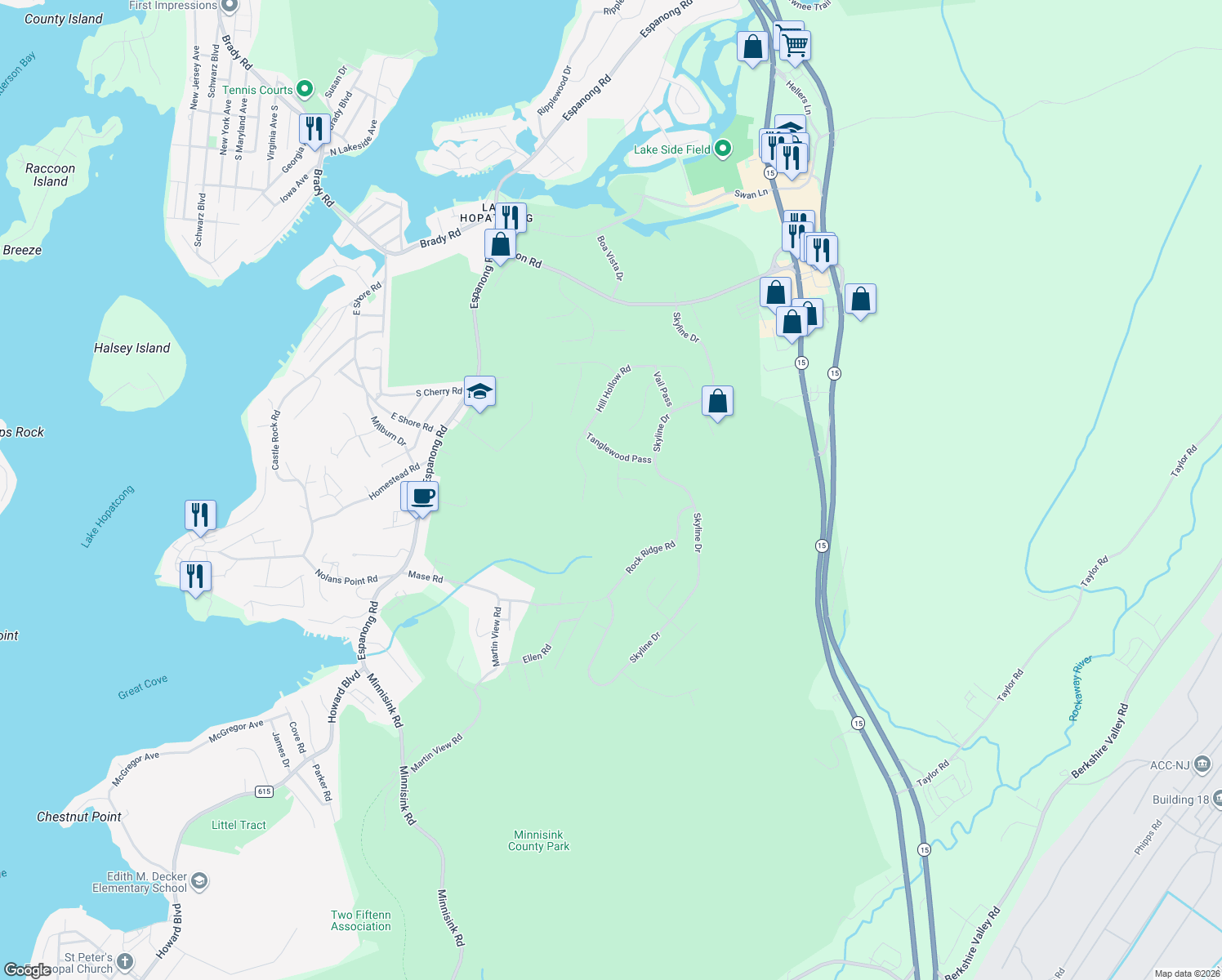 map of restaurants, bars, coffee shops, grocery stores, and more near 180 Fox Hill Ct in Jefferson