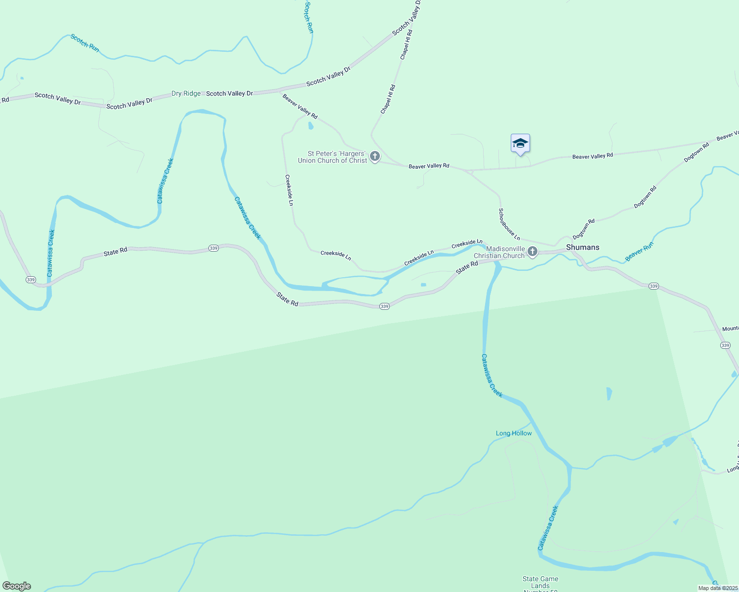 map of restaurants, bars, coffee shops, grocery stores, and more near 369 State Road in Bloomsburg