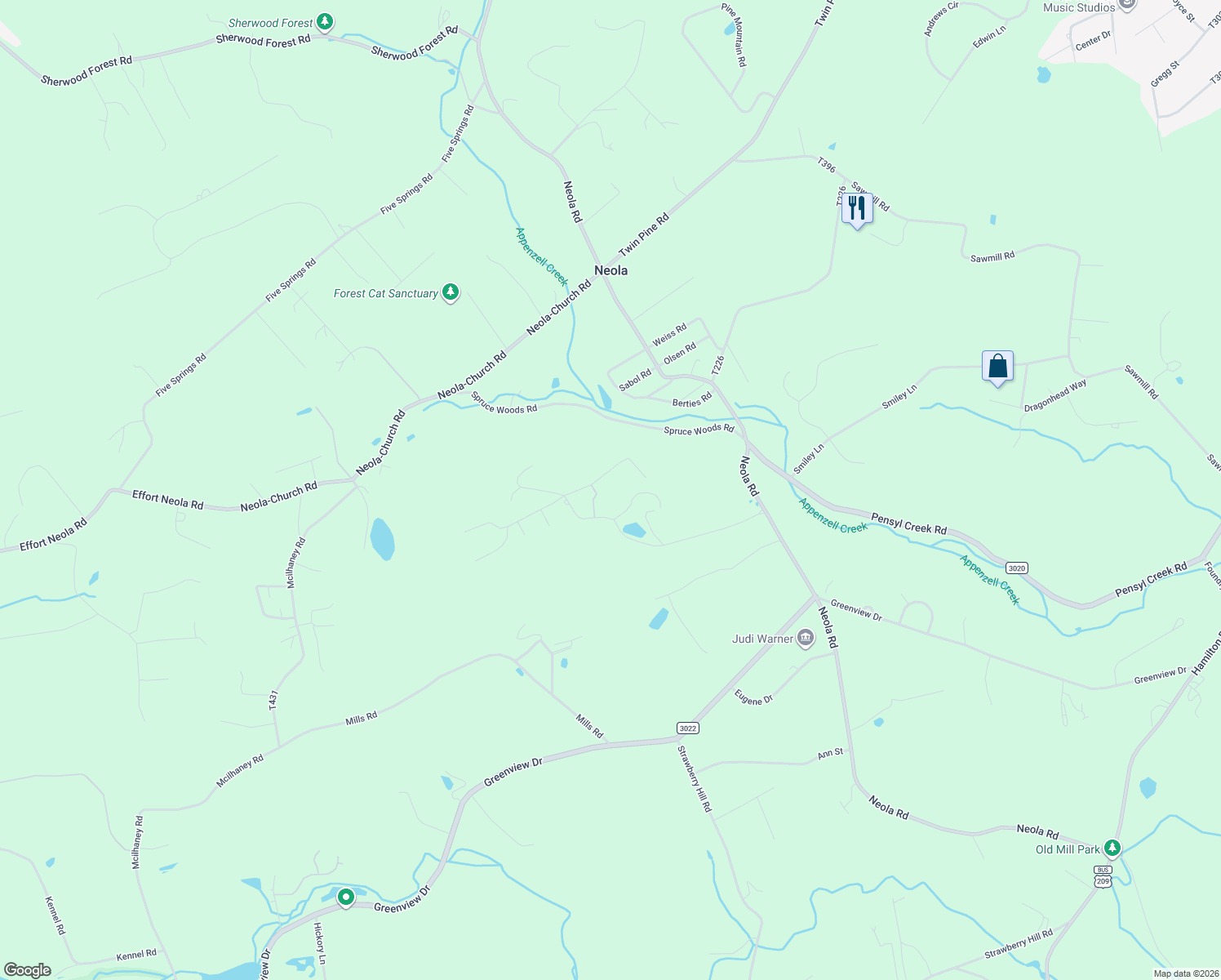 map of restaurants, bars, coffee shops, grocery stores, and more near 311 Ridge Road in Stroudsburg