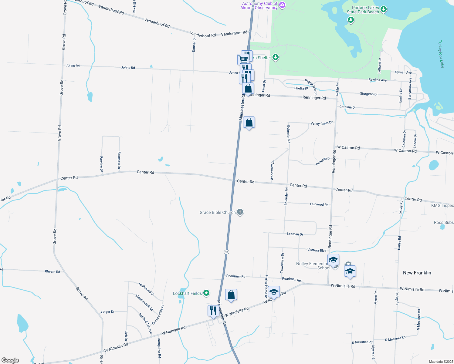 map of restaurants, bars, coffee shops, grocery stores, and more near 956 Center Road in Clinton