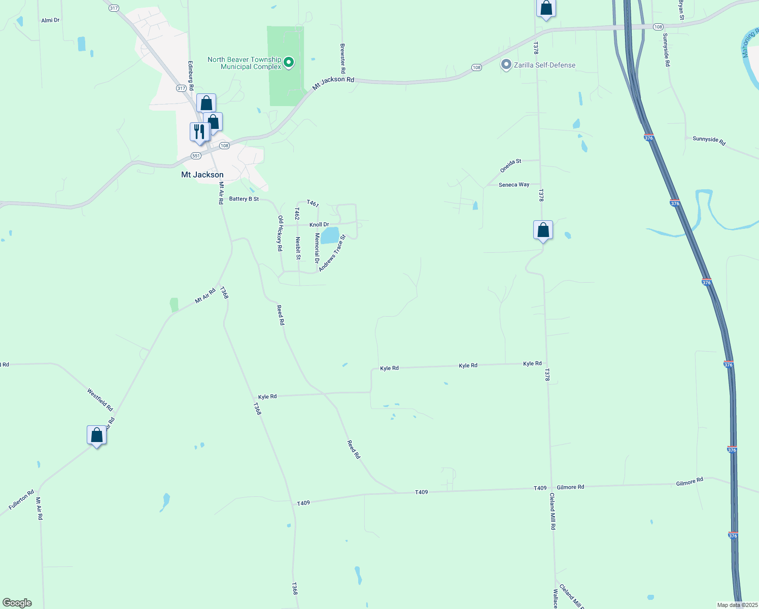 map of restaurants, bars, coffee shops, grocery stores, and more near in New Castle