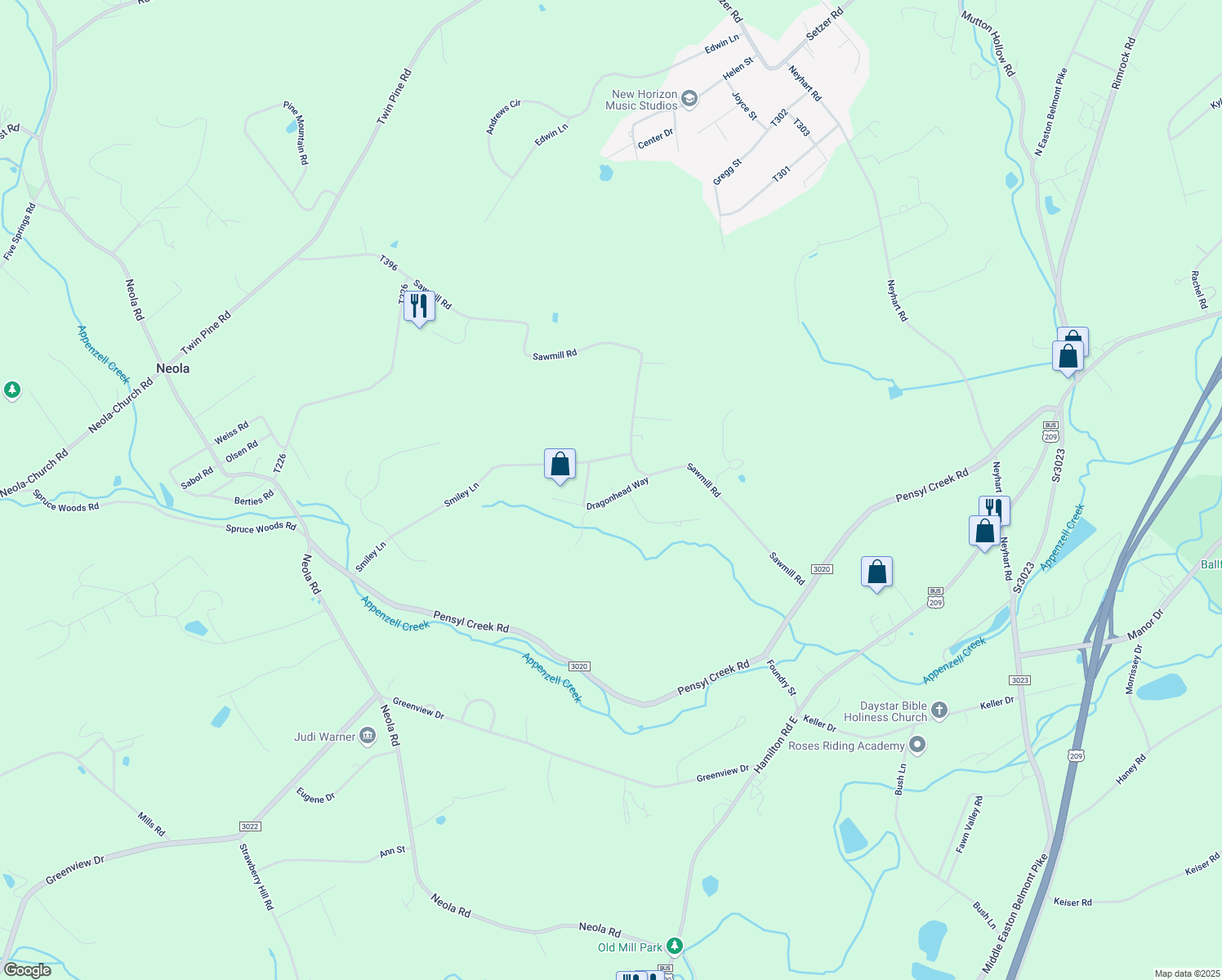 map of restaurants, bars, coffee shops, grocery stores, and more near 805 Dragonhead Way in Stroudsburg