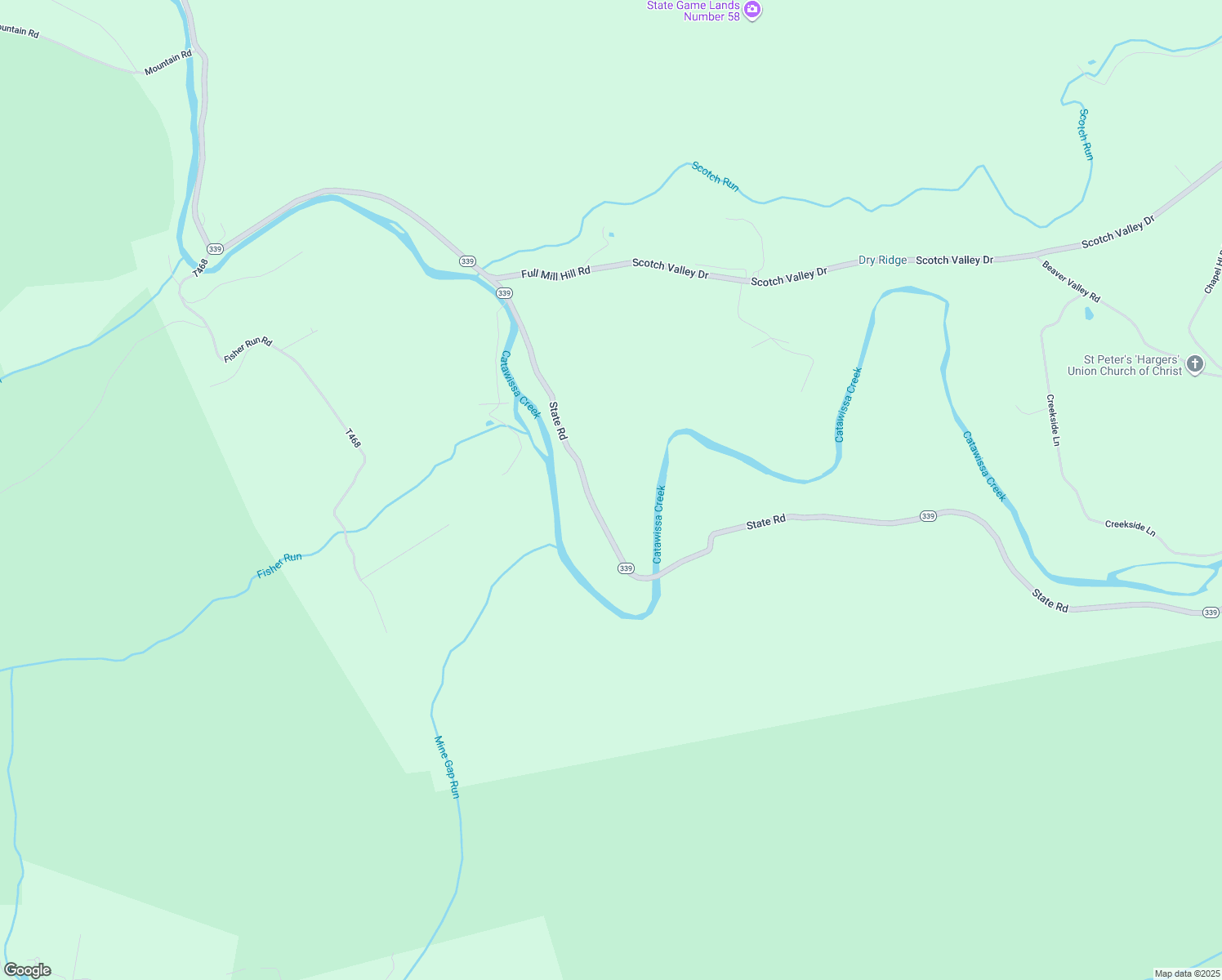 map of restaurants, bars, coffee shops, grocery stores, and more near 93 State Road in Bloomsburg
