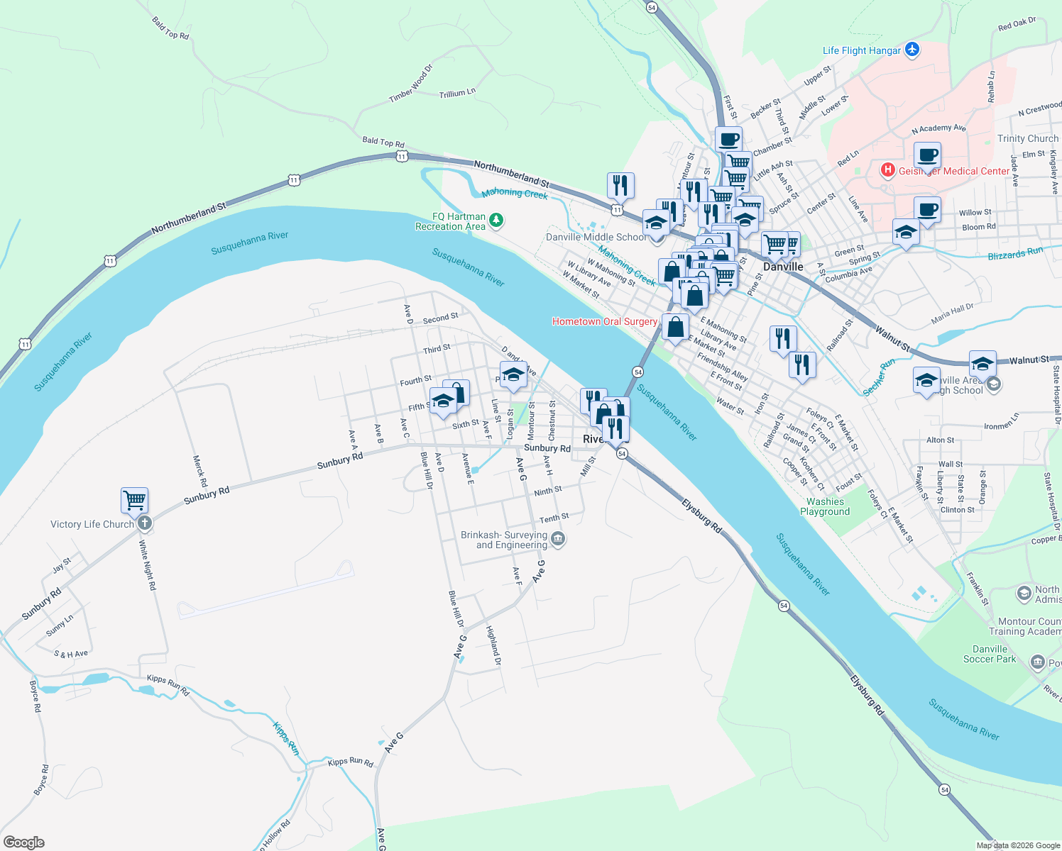 map of restaurants, bars, coffee shops, grocery stores, and more near 299 Gearhart St in Riverside