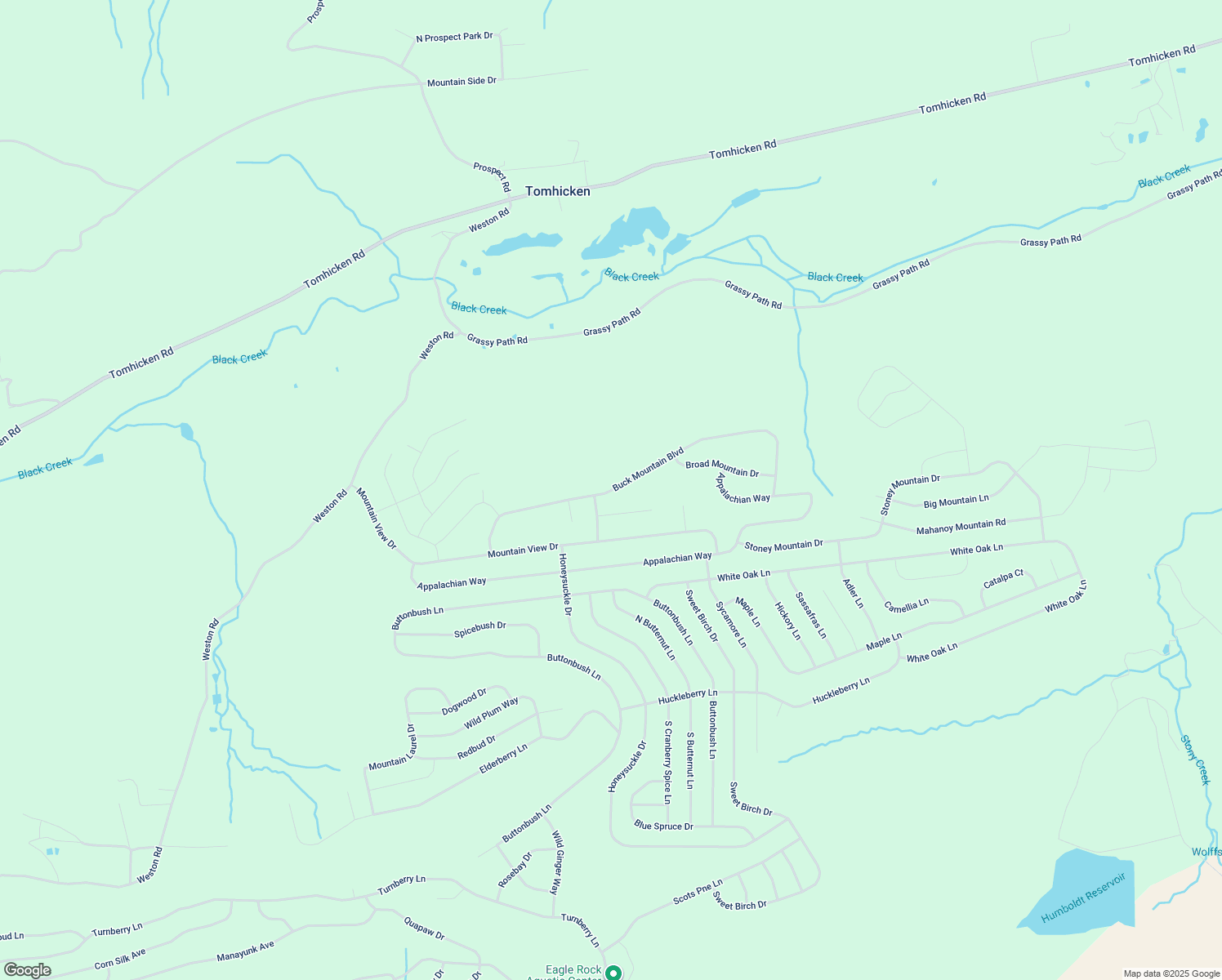 map of restaurants, bars, coffee shops, grocery stores, and more near Buck Mountain Boulevard in Luzerne County