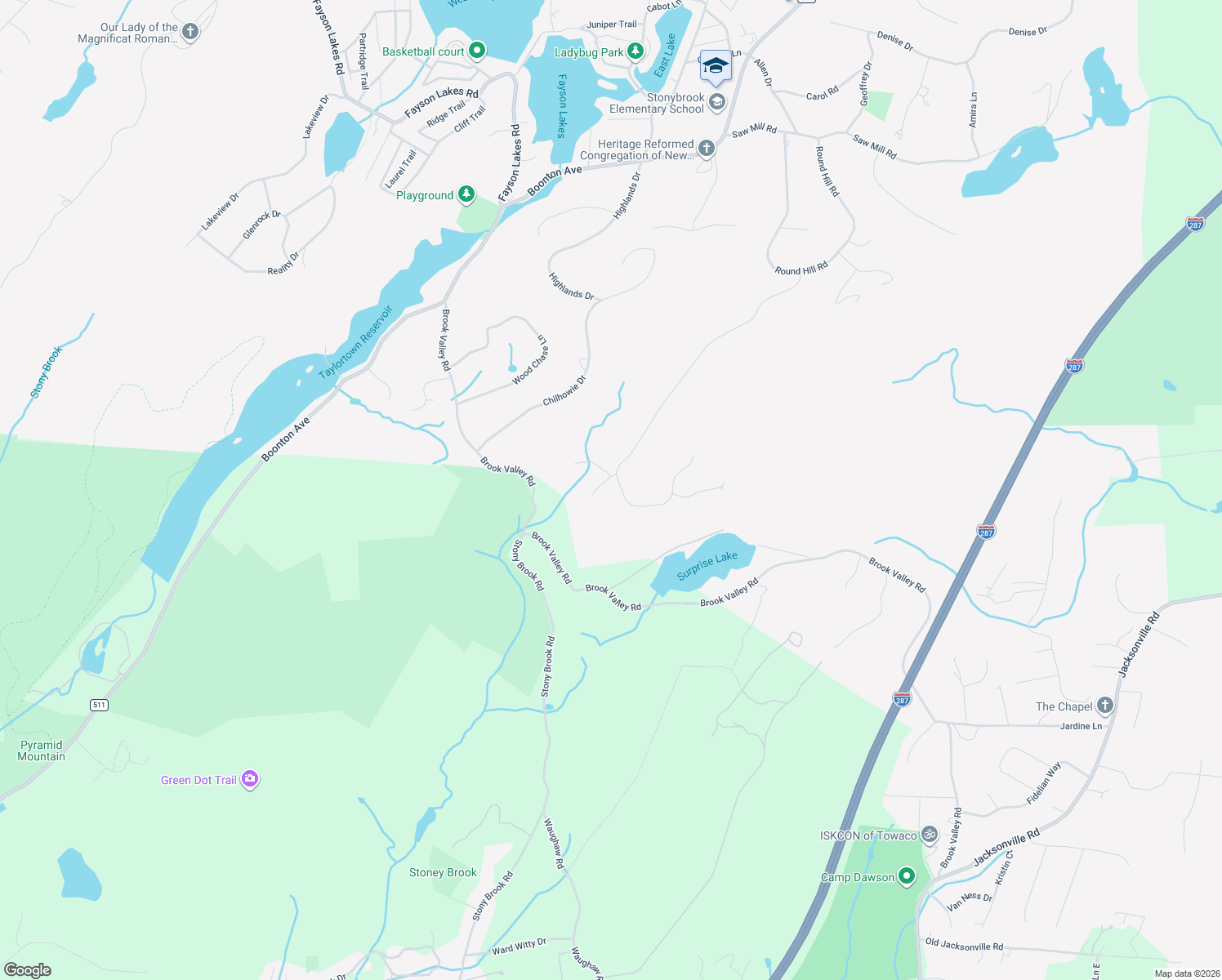 map of restaurants, bars, coffee shops, grocery stores, and more near 8 Raintree Court in Kinnelon