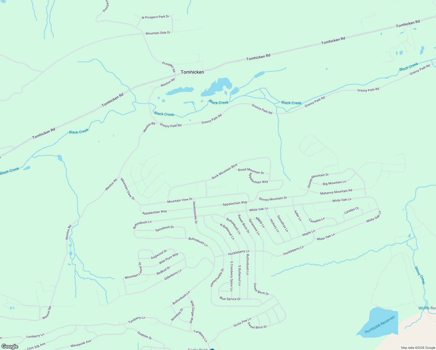 map of restaurants, bars, coffee shops, grocery stores, and more near Buck Mountain Boulevard in Luzerne County