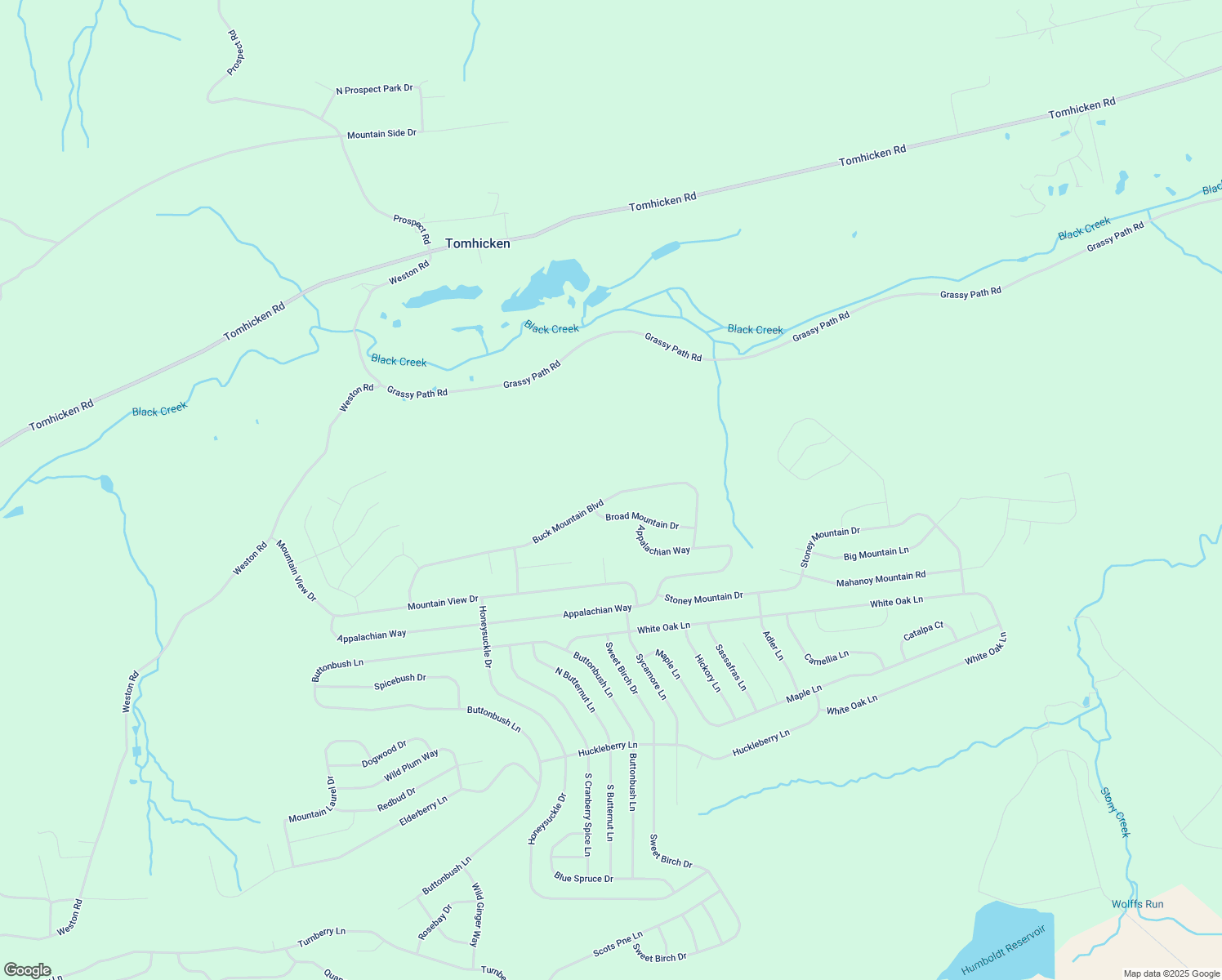 map of restaurants, bars, coffee shops, grocery stores, and more near Buck Mountain Boulevard in Luzerne County
