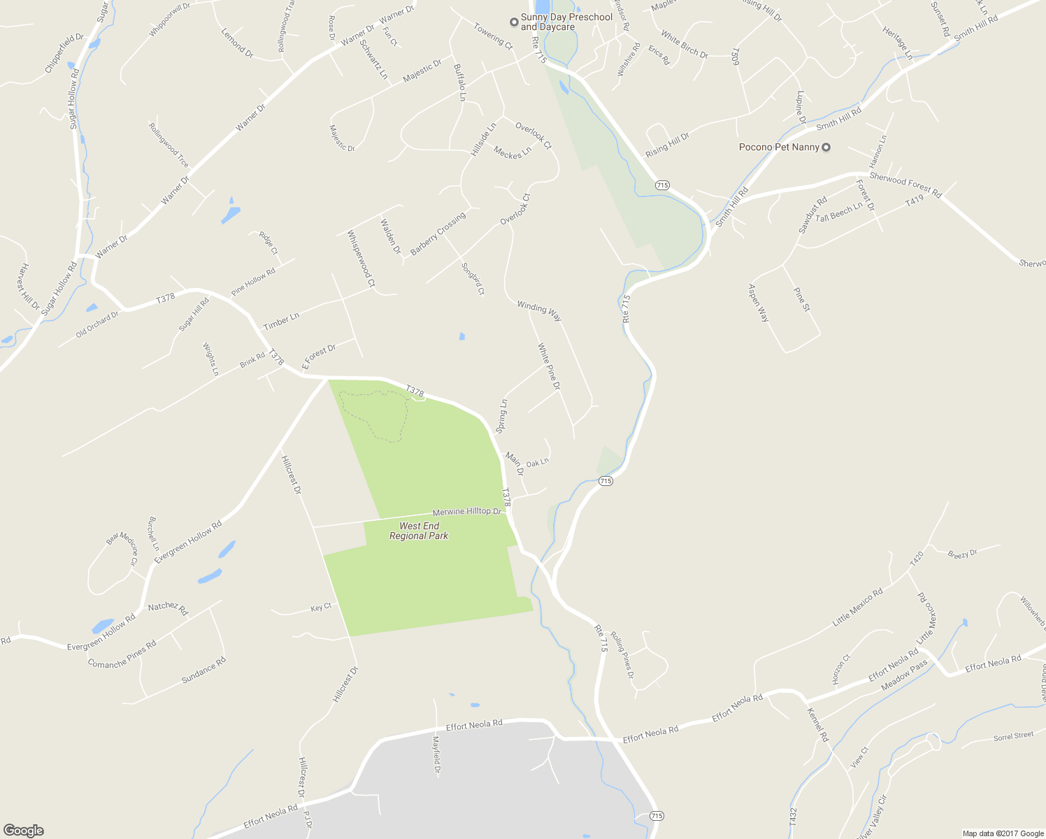 map of restaurants, bars, coffee shops, grocery stores, and more near 2227 Foothill Court in Saylorsburg