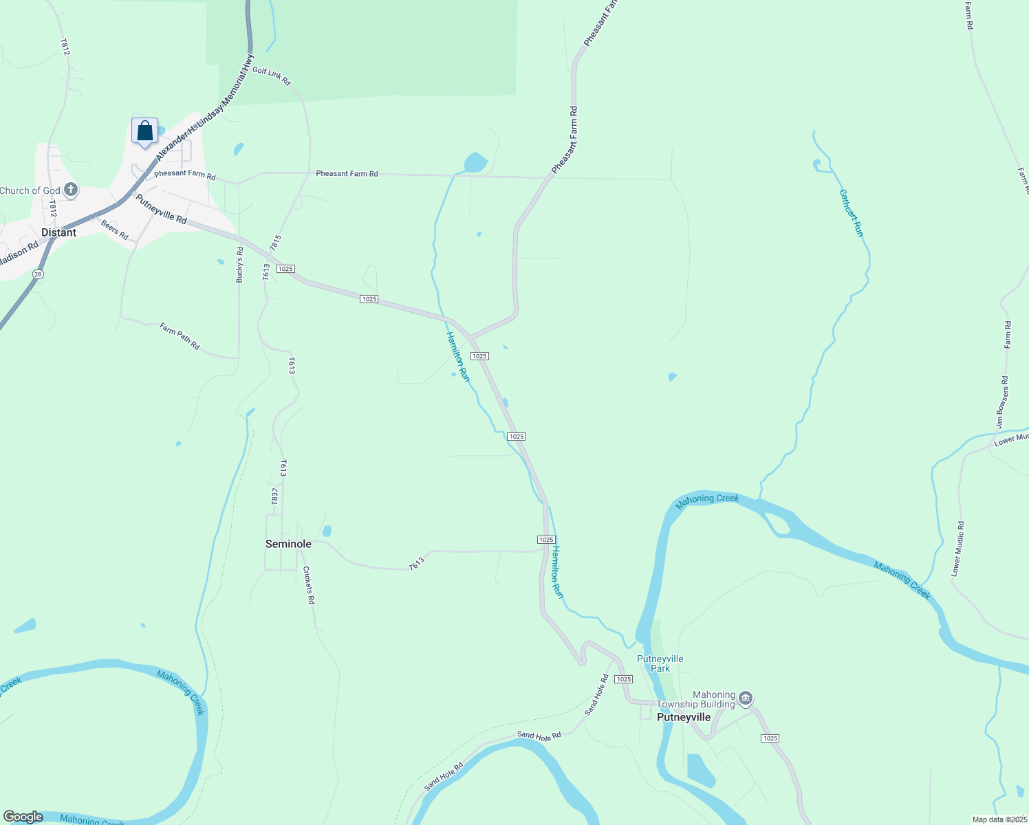 map of restaurants, bars, coffee shops, grocery stores, and more near 1334 State Route 1025 in New Bethlehem