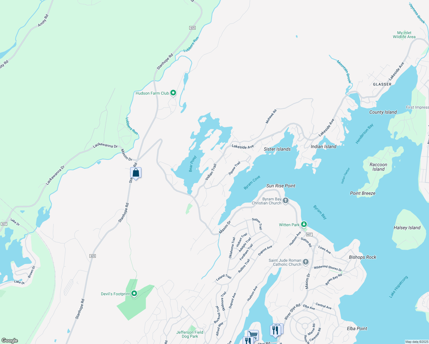 map of restaurants, bars, coffee shops, grocery stores, and more near 43 Indian Trail in Green Township