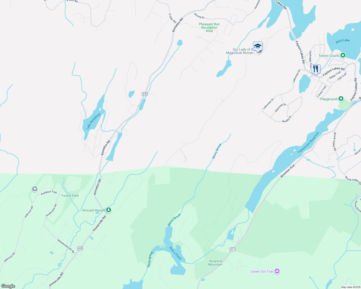 map of restaurants, bars, coffee shops, grocery stores, and more near 147 Miller Road in Kinnelon