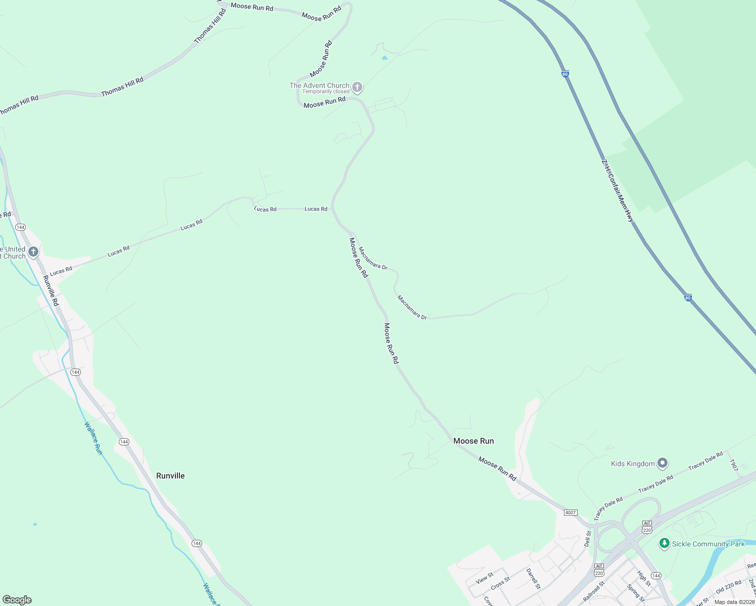 map of restaurants, bars, coffee shops, grocery stores, and more near 522 Moose Run Road in Bellefonte