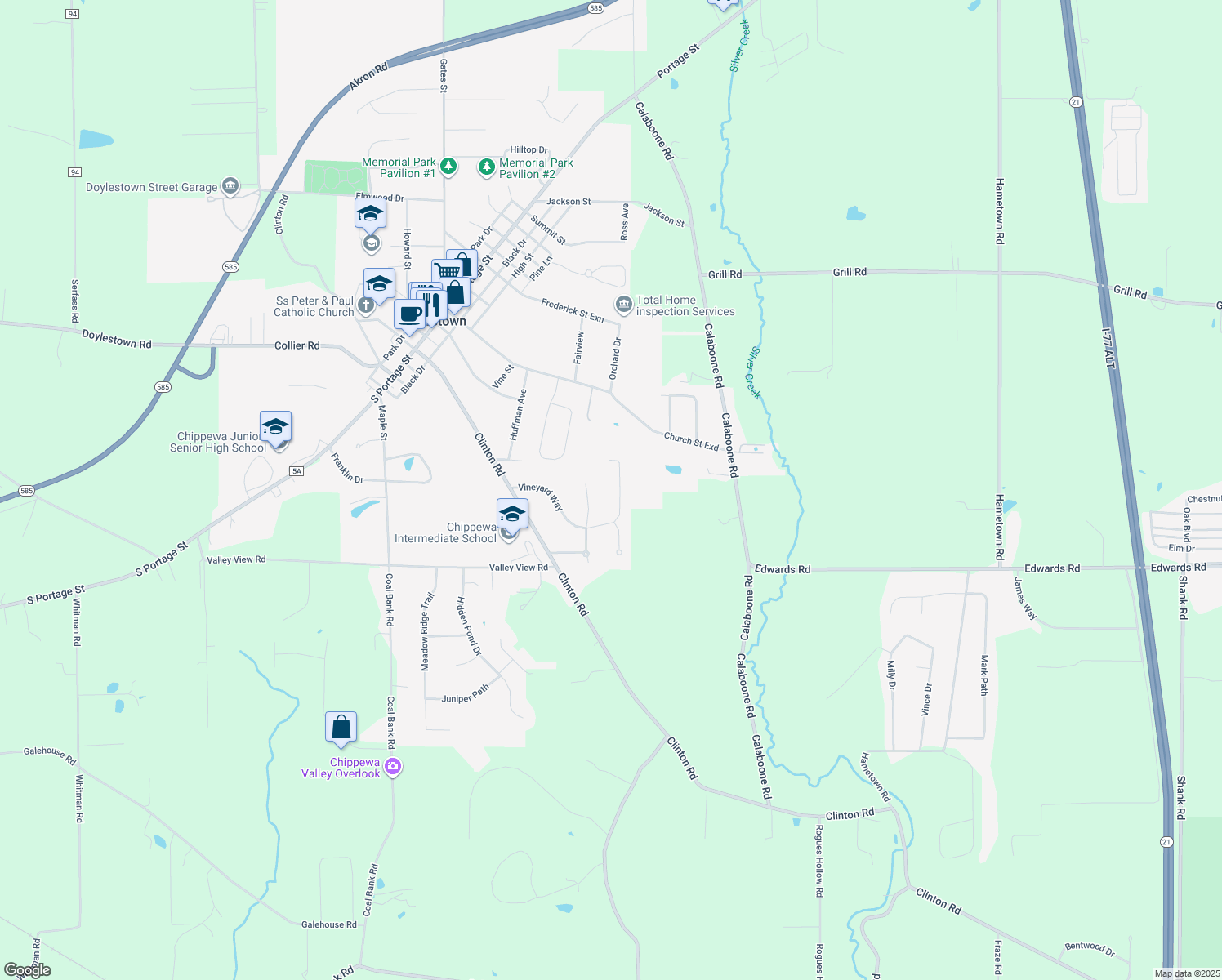 map of restaurants, bars, coffee shops, grocery stores, and more near 520 Vineyard Way in Doylestown