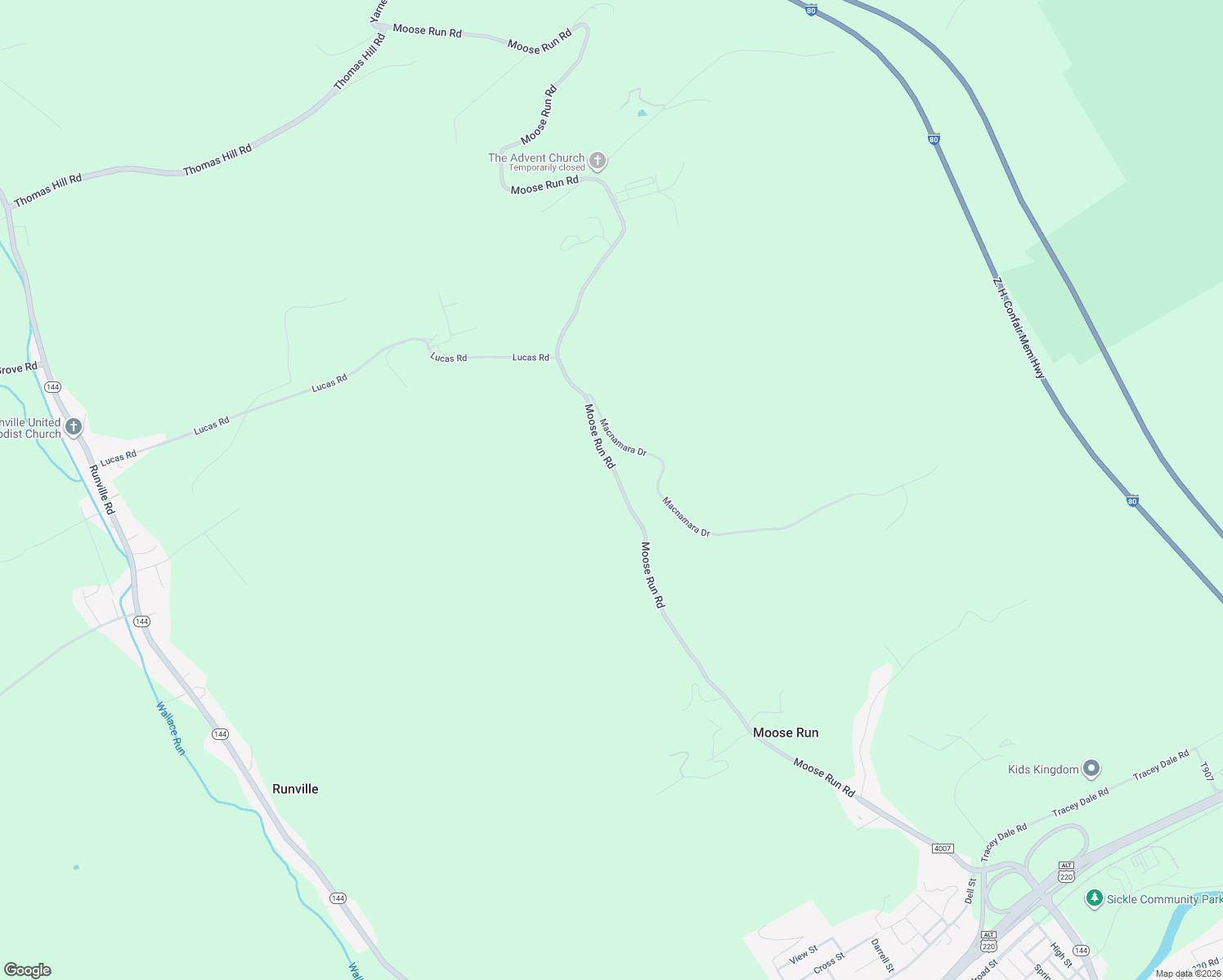 map of restaurants, bars, coffee shops, grocery stores, and more near 522-544 Moose Run Road in Bellefonte