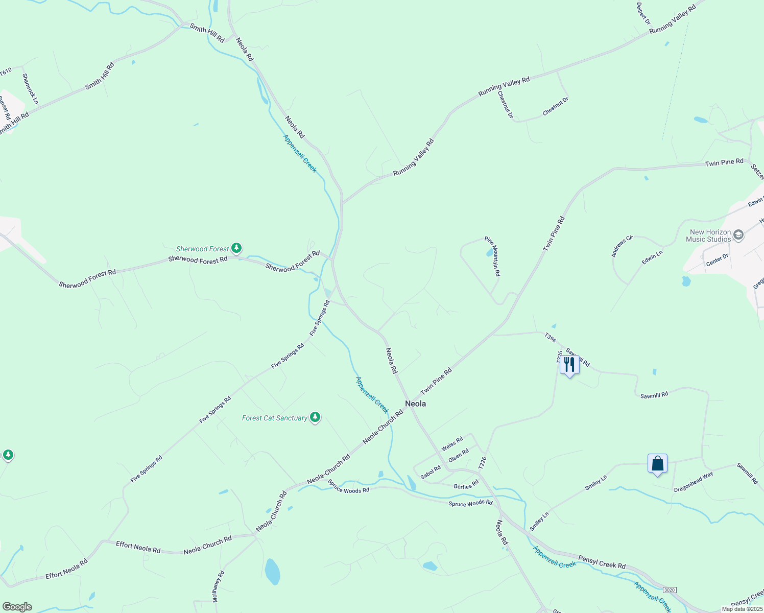 map of restaurants, bars, coffee shops, grocery stores, and more near 115 Heights Court in Stroudsburg
