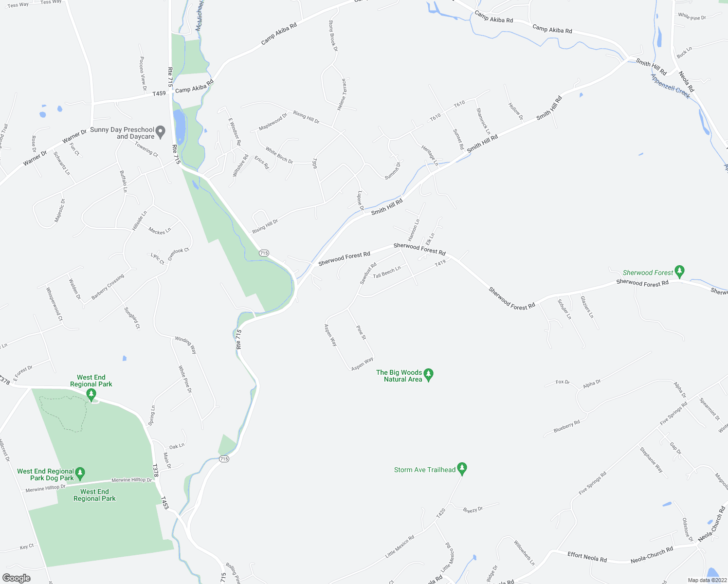map of restaurants, bars, coffee shops, grocery stores, and more near 590 Ash Lane in Saylorsburg