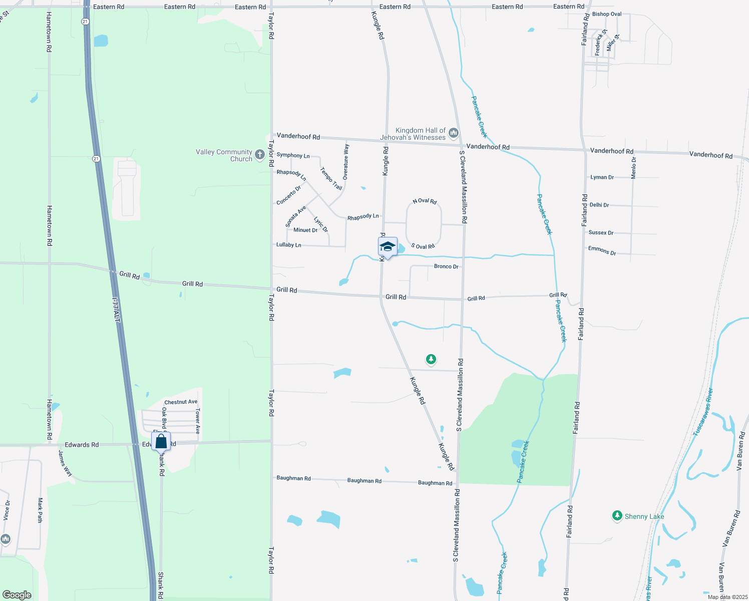 map of restaurants, bars, coffee shops, grocery stores, and more near 3174 Grill Road in Clinton