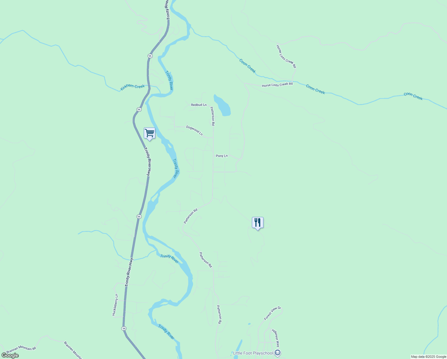 map of restaurants, bars, coffee shops, grocery stores, and more near Neighbor Lane in Willow Creek