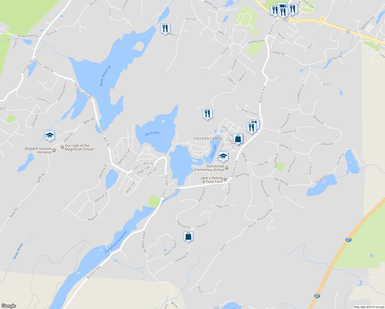 map of restaurants, bars, coffee shops, grocery stores, and more near 63 Lakeside Trail in Kinnelon