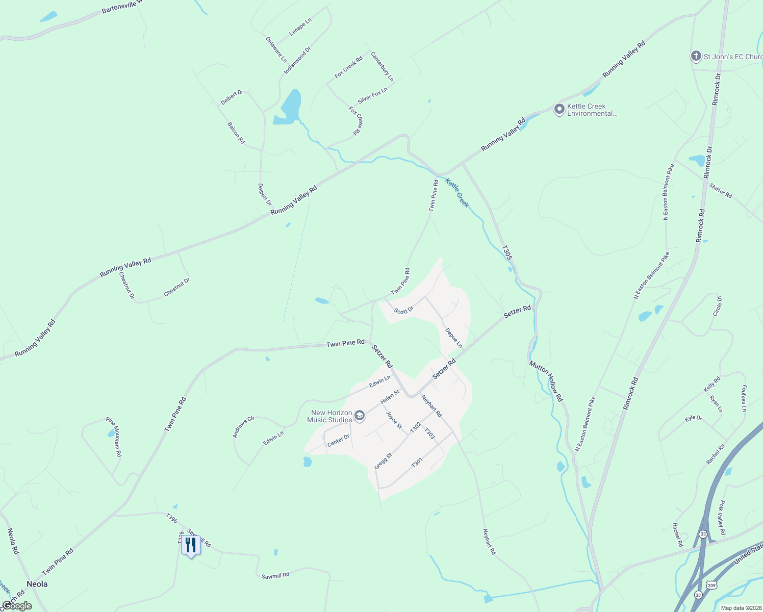 map of restaurants, bars, coffee shops, grocery stores, and more near 10 Scott Dr in Stroudsburg