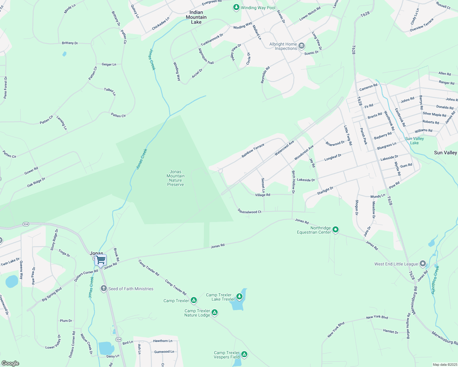 map of restaurants, bars, coffee shops, grocery stores, and more near 125 Squirrelwood Court in Effort