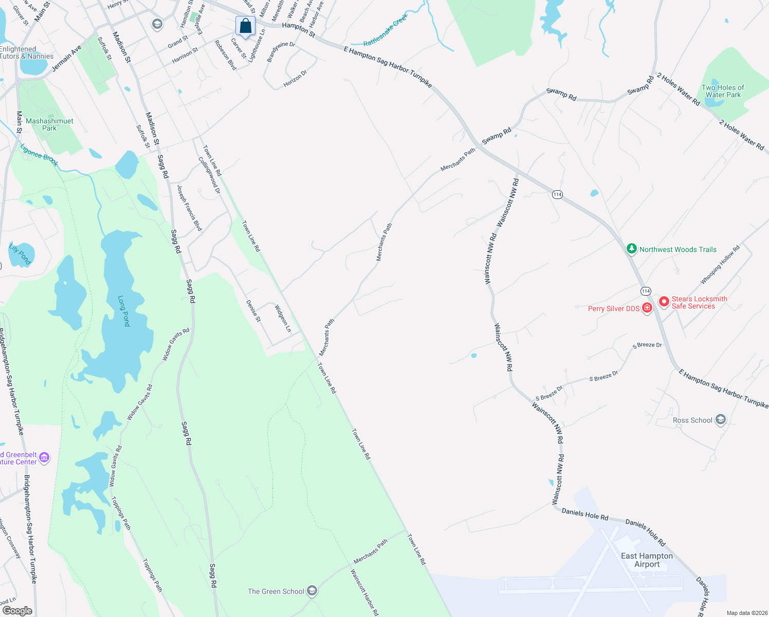 map of restaurants, bars, coffee shops, grocery stores, and more near 137 Merchants Path in Sag Harbor