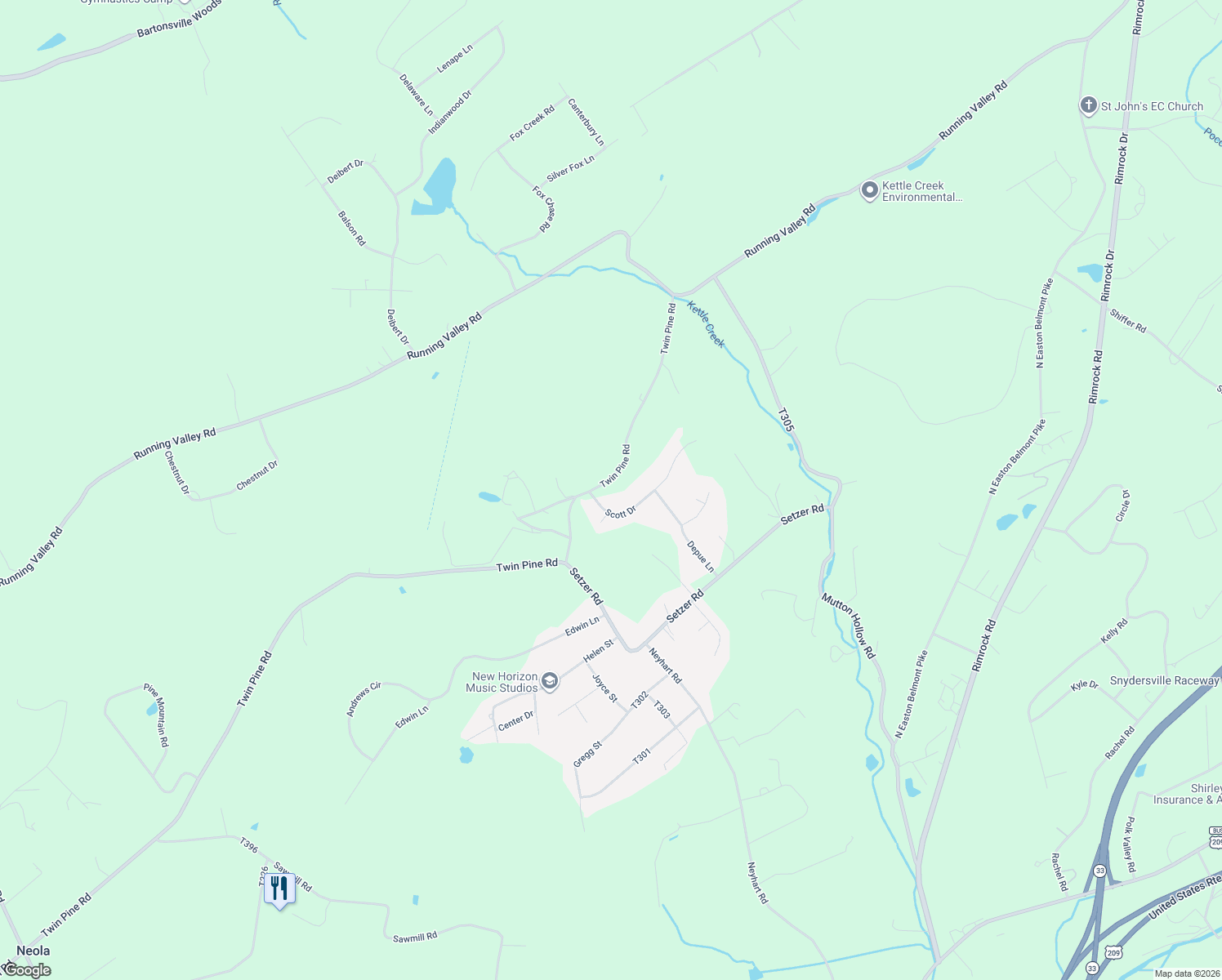 map of restaurants, bars, coffee shops, grocery stores, and more near 10 Scott Dr in Stroudsburg