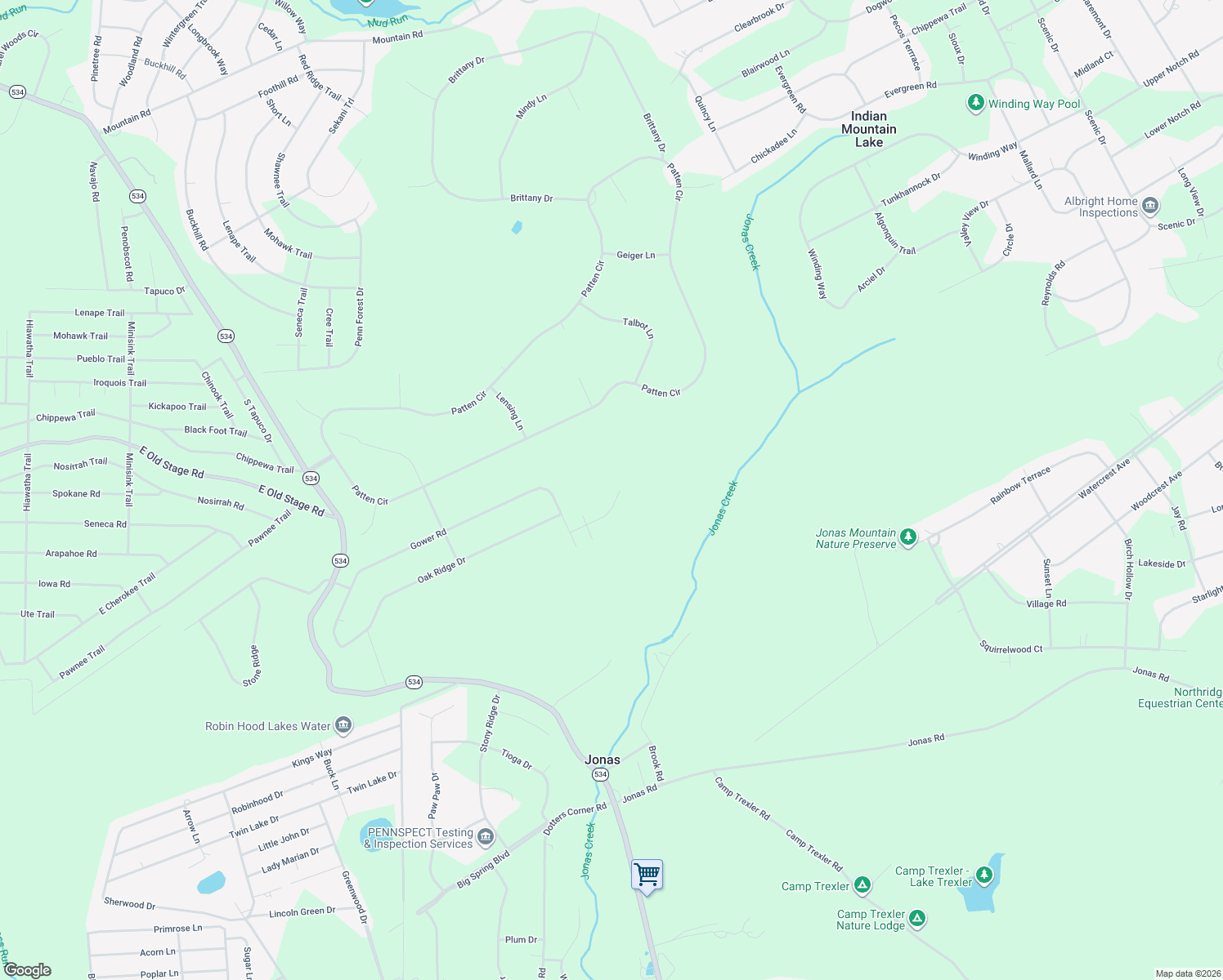 map of restaurants, bars, coffee shops, grocery stores, and more near 23 E Point Rd in Albrightsville