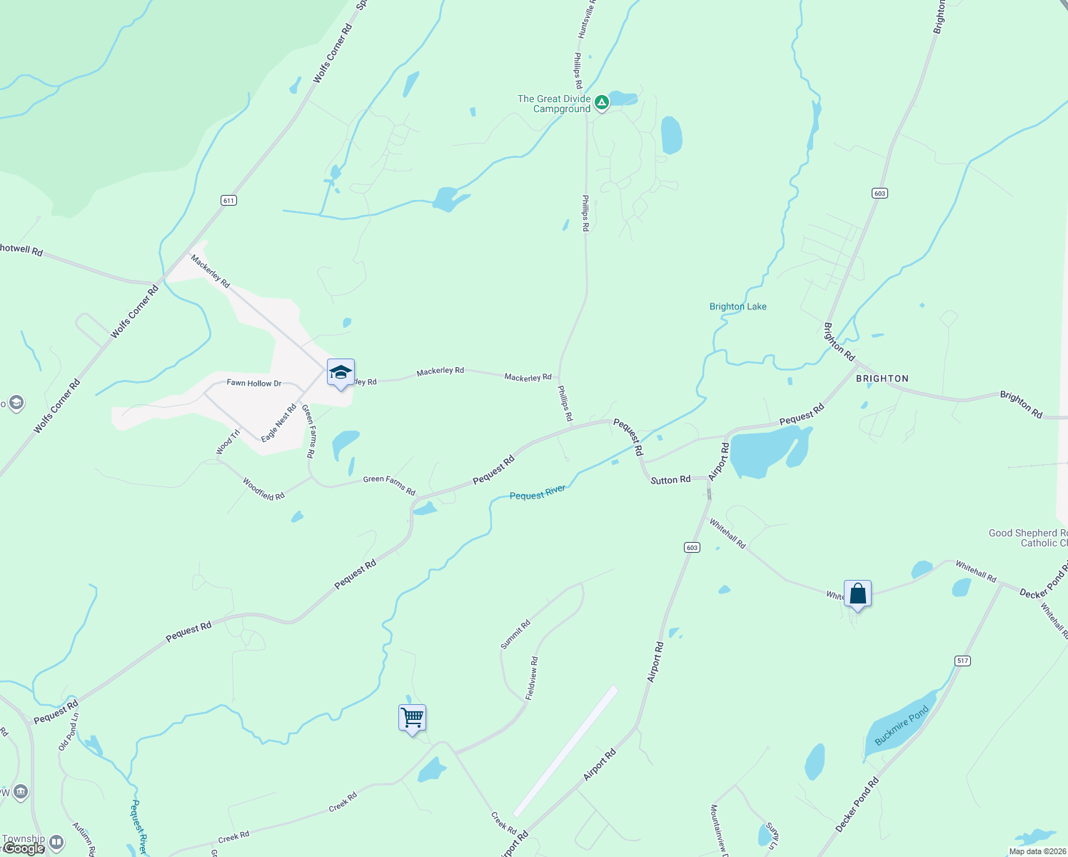 map of restaurants, bars, coffee shops, grocery stores, and more near 199 Pequest Road in Green Township