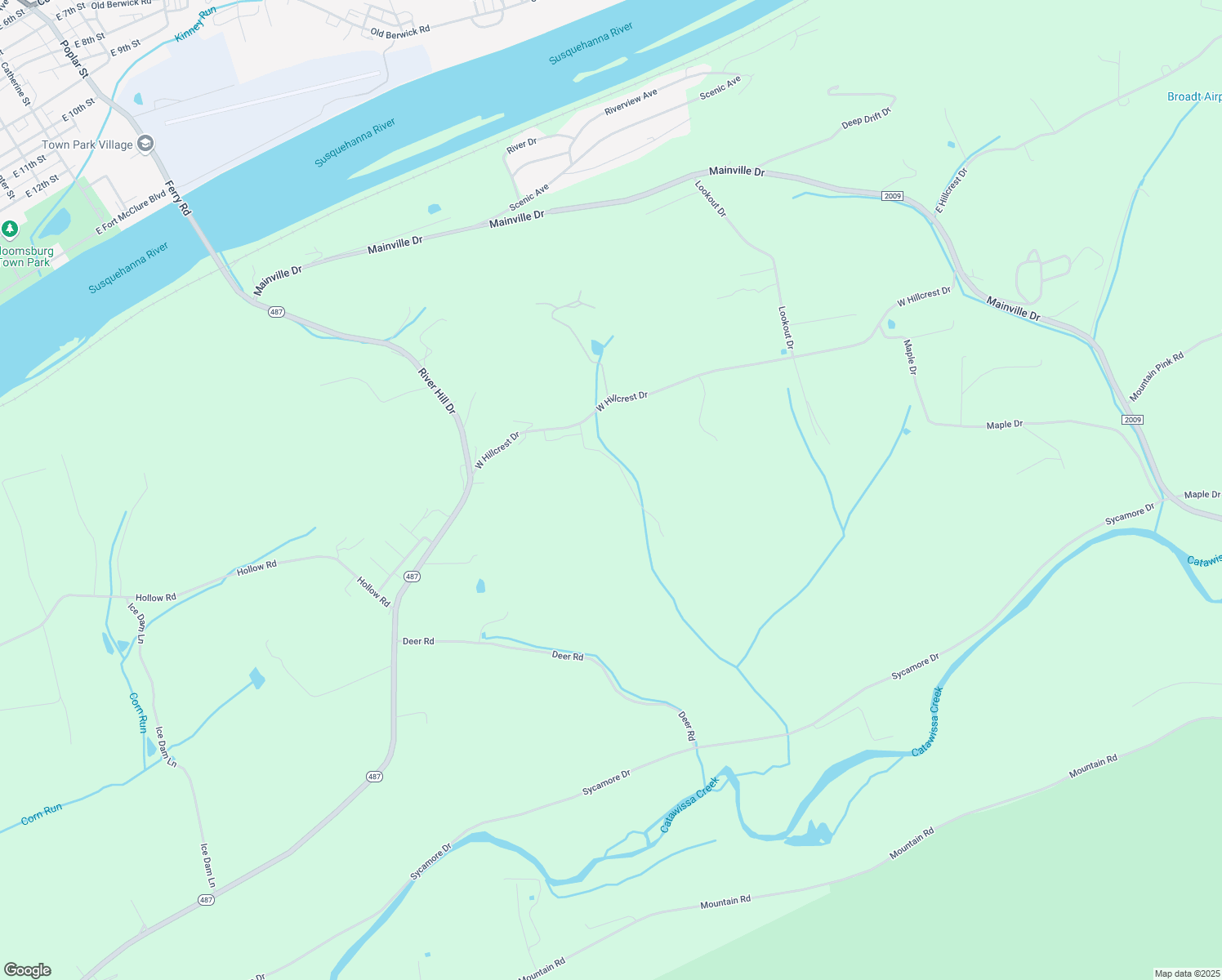 map of restaurants, bars, coffee shops, grocery stores, and more near 16 Kile Drive in Bloomsburg