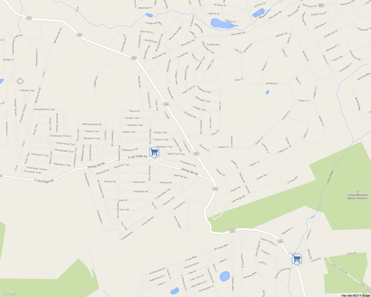 map of restaurants, bars, coffee shops, grocery stores, and more near 158 Tapuco Drive in Albrightsville